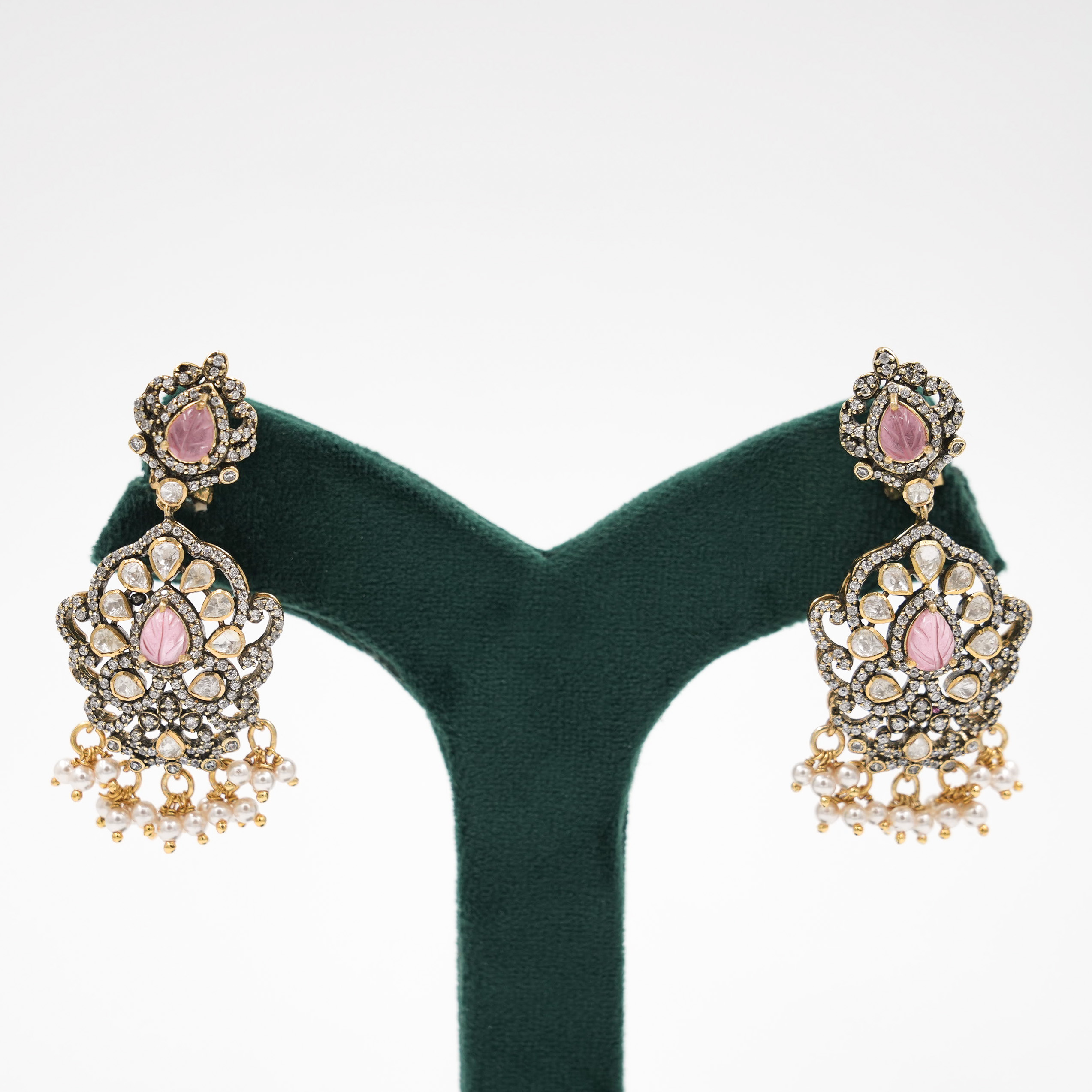 Raag Silver Jewellery - Pink Drop Earrings