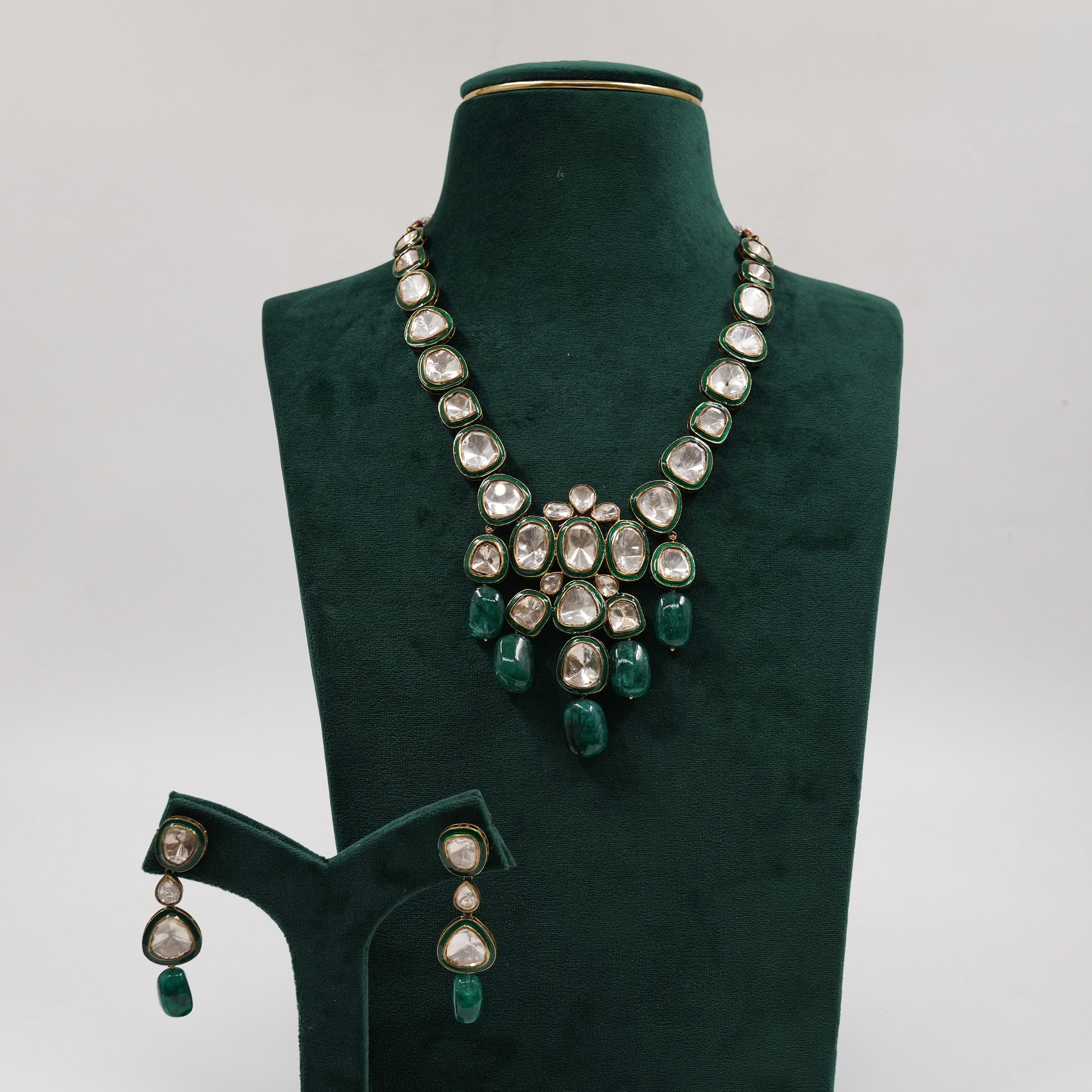 Raag Silver Jewellery - Emerald Silver Necklace