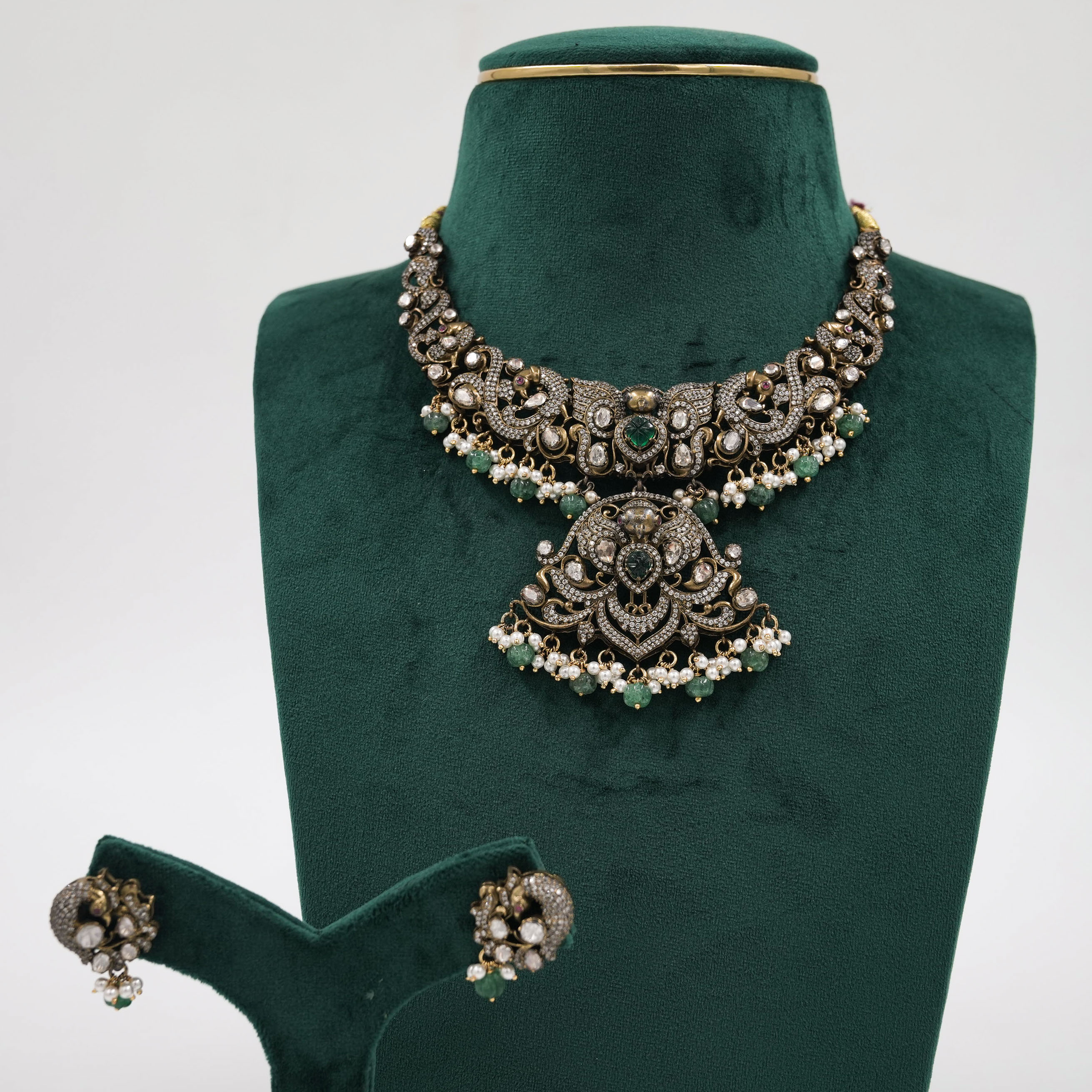 Raag Silver Jewellery - Silver Emerald Necklace