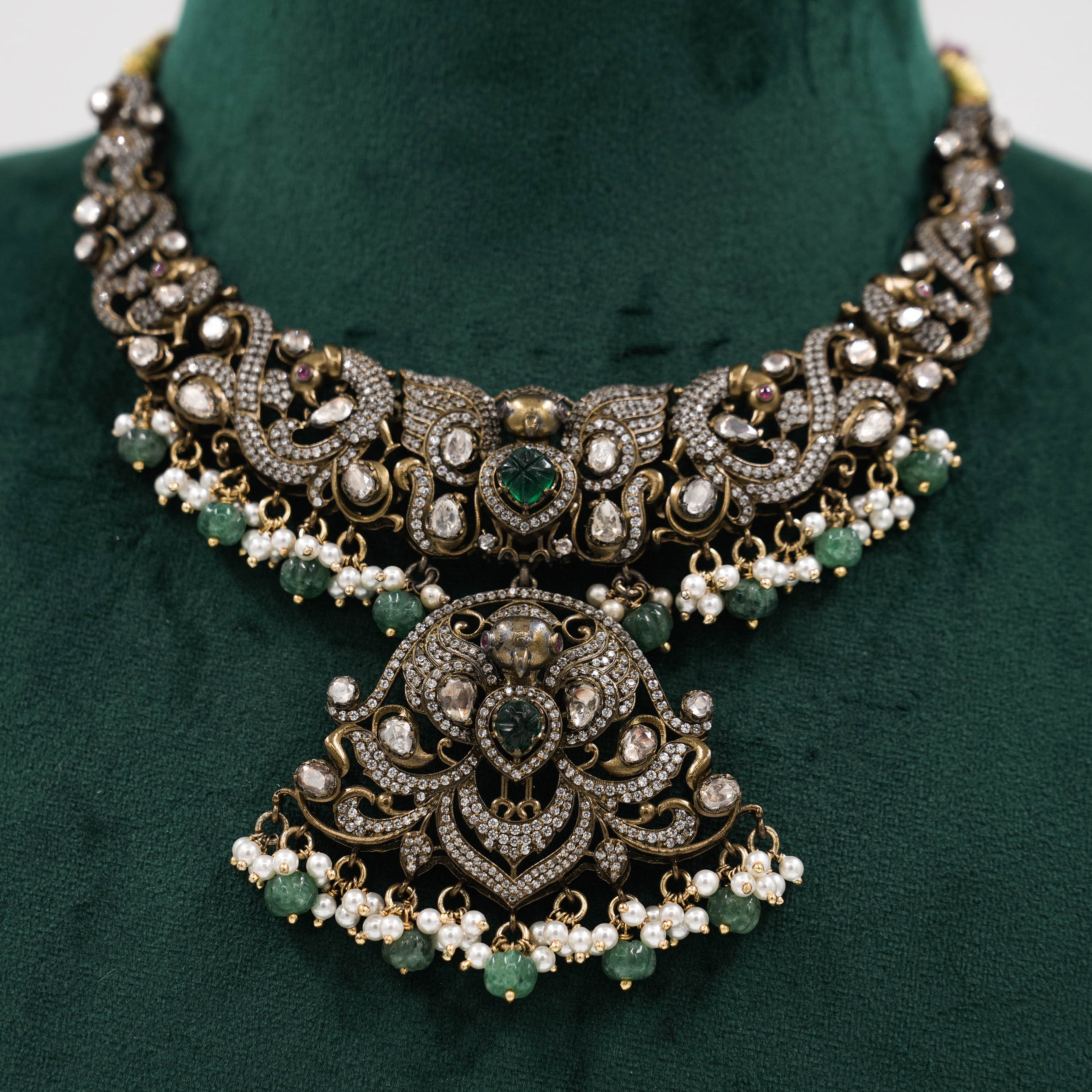 Raag Silver Jewellery - Silver Emerald Necklace