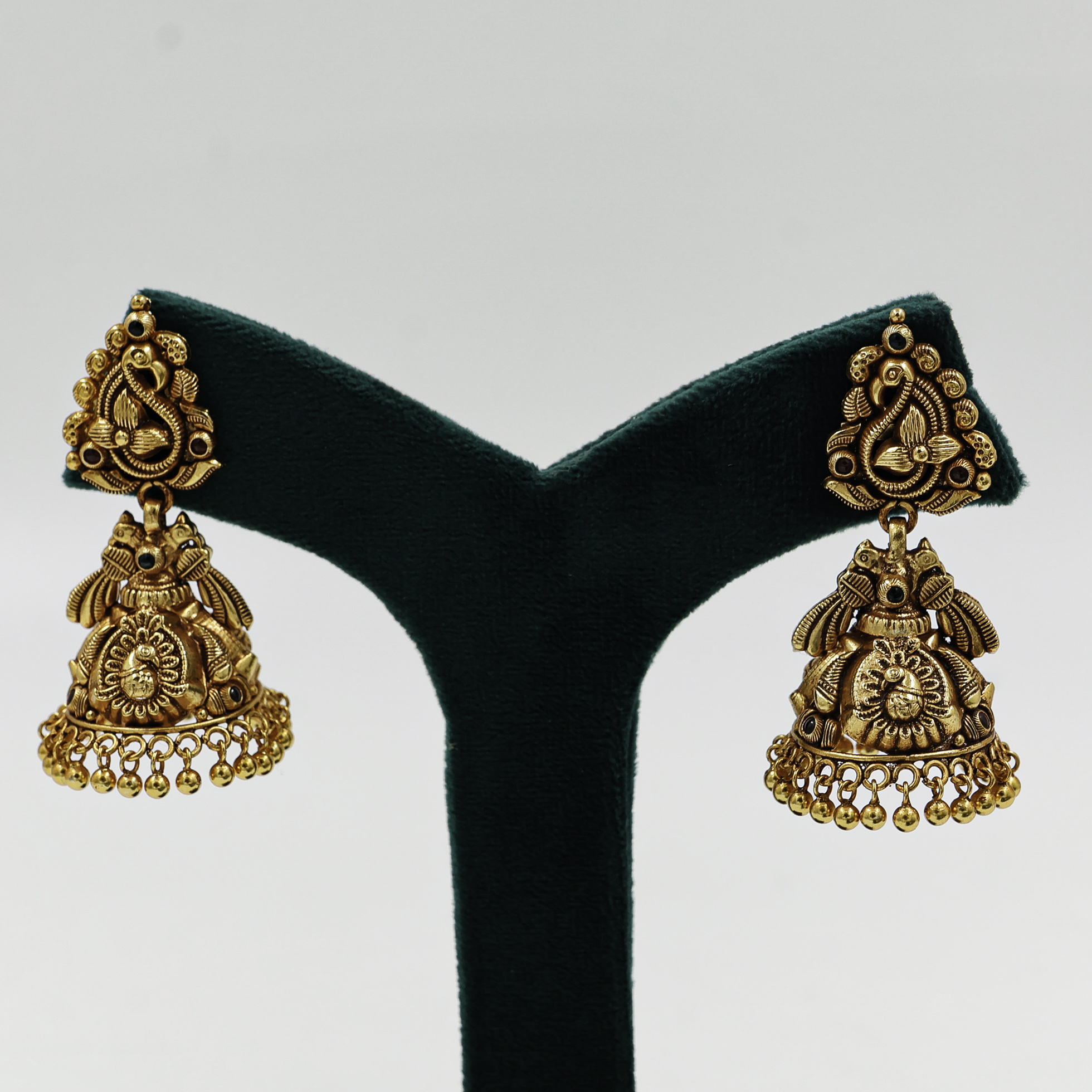 Gold Polished Silver Jhumka Earrings