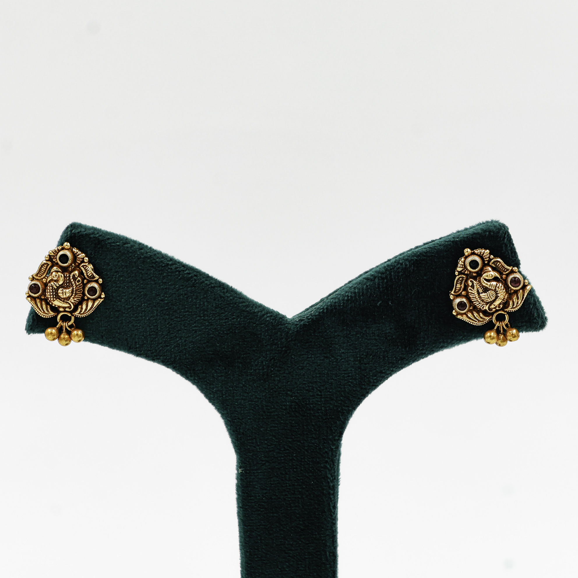 Gold Polished Silver Peacock Earrings