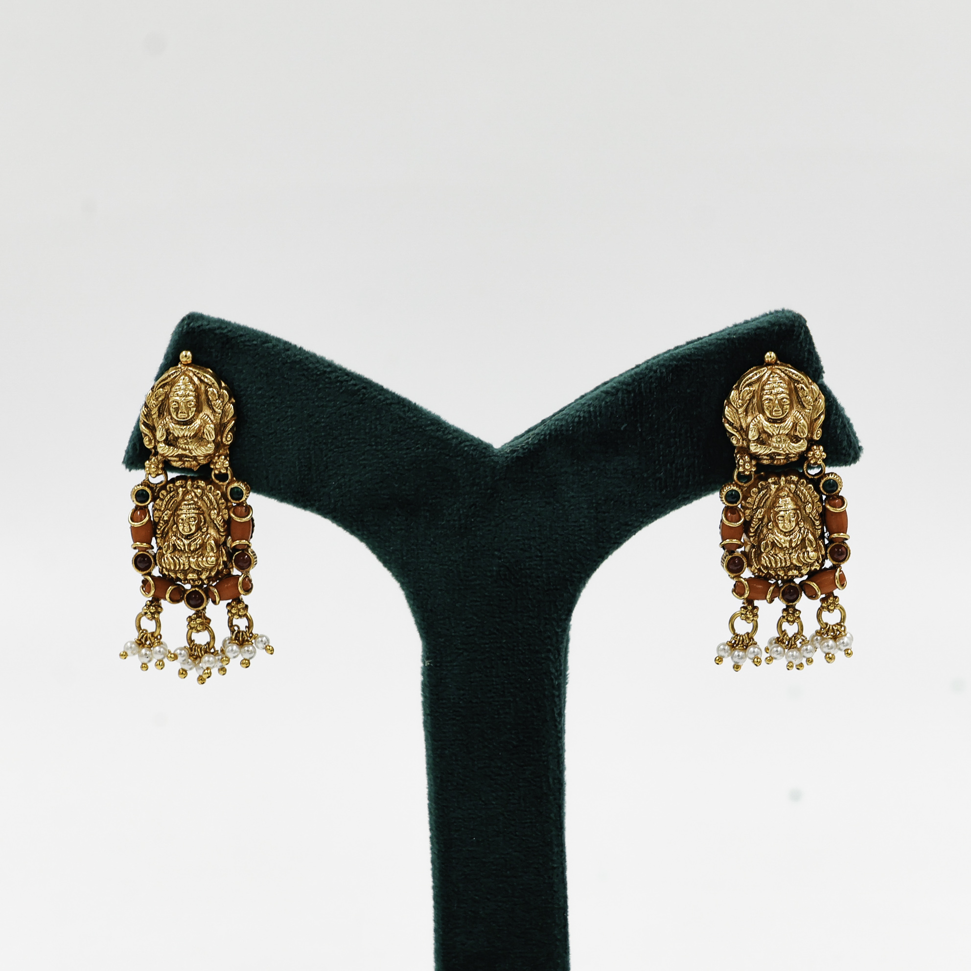Gold Polished Silver Lakshmi Earrings