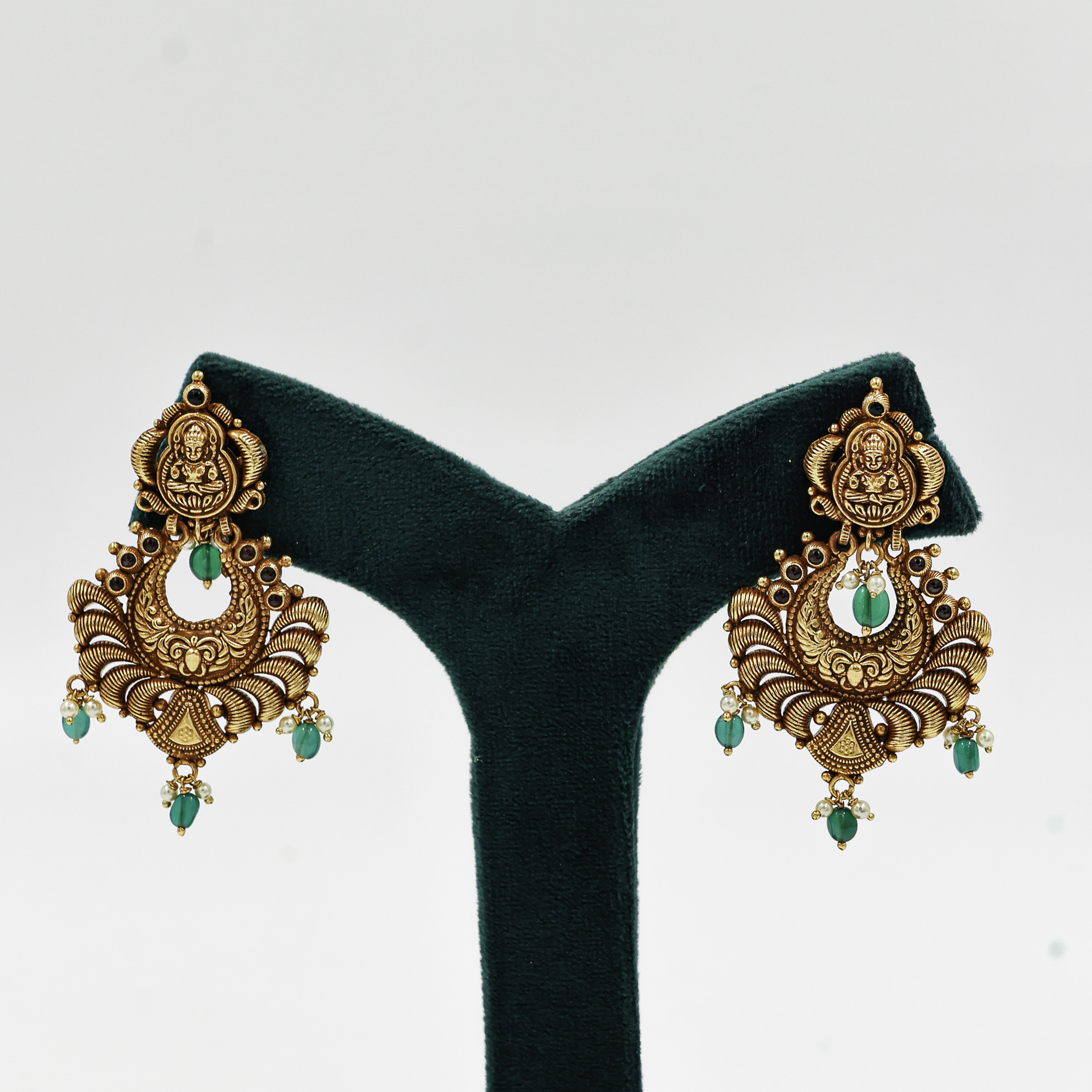 Gold Polished Silver Temple Earrings