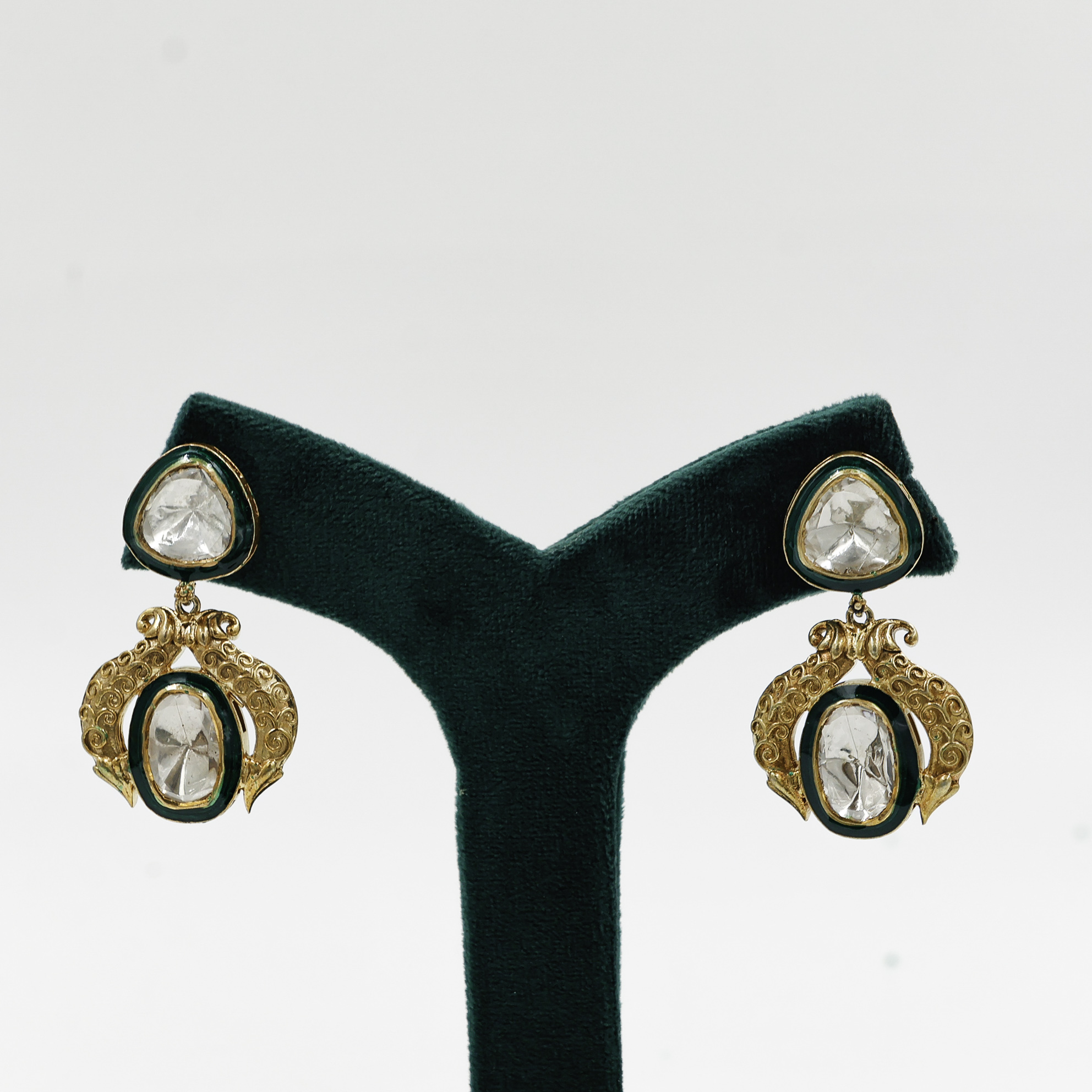 Gold Polished Silver Dangle Earrings