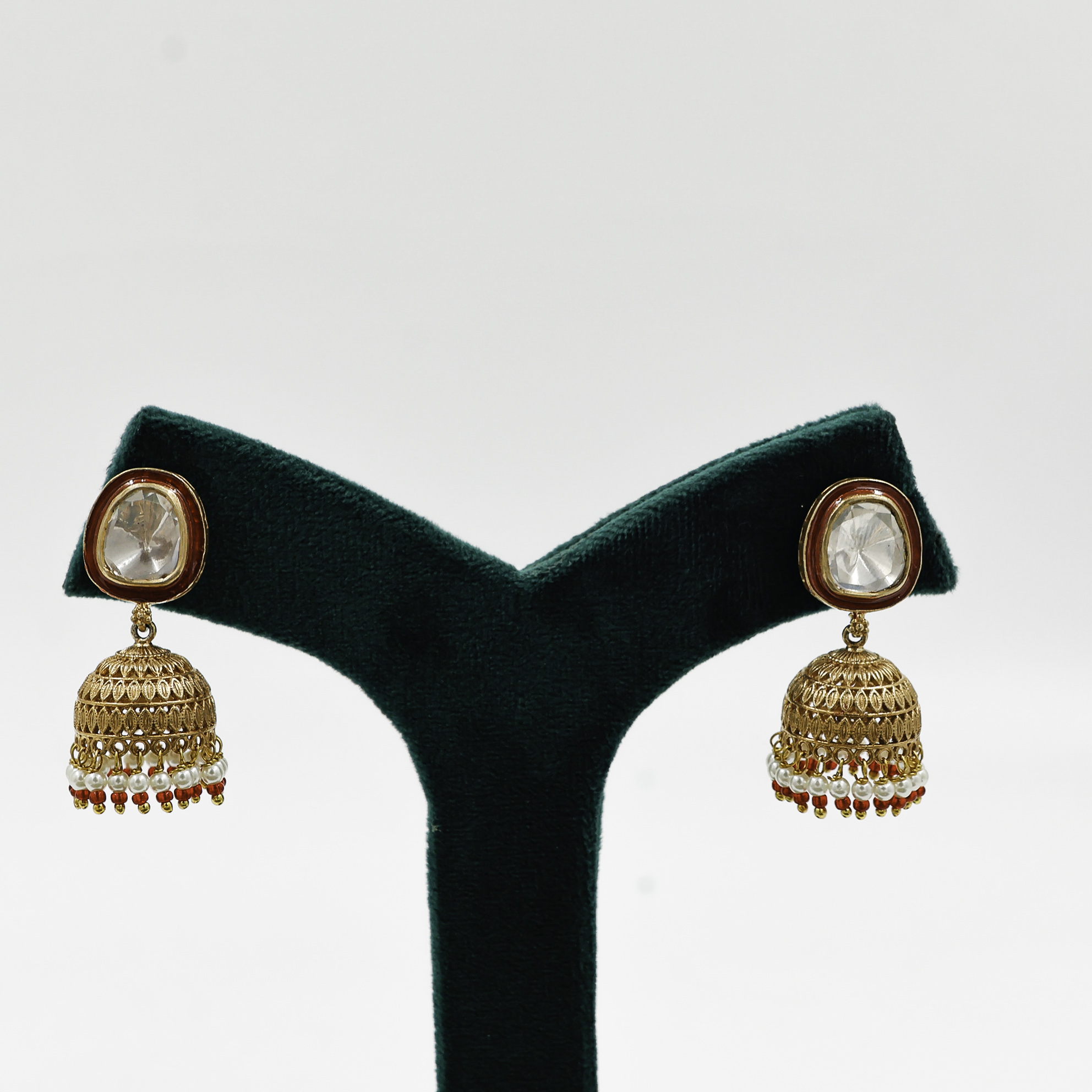 Gold Polished Silver Jhumka Earrings