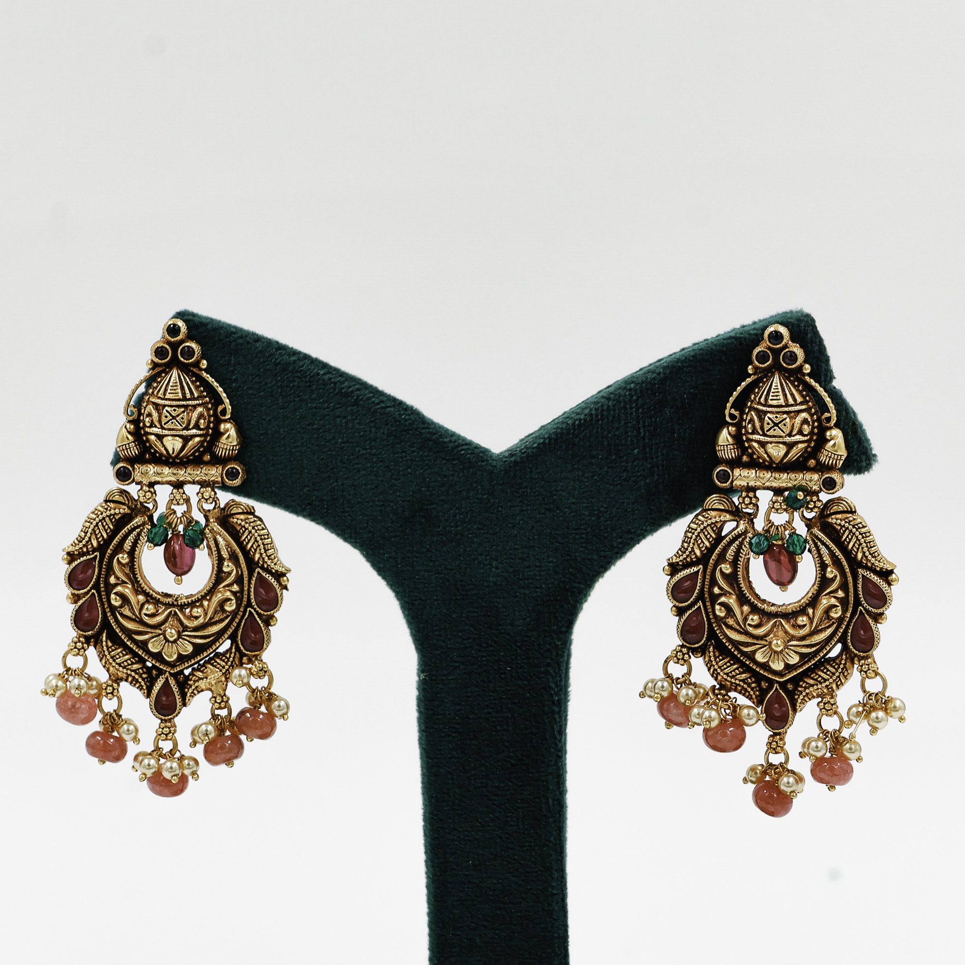 Temple Gold Polished Silver Earrings