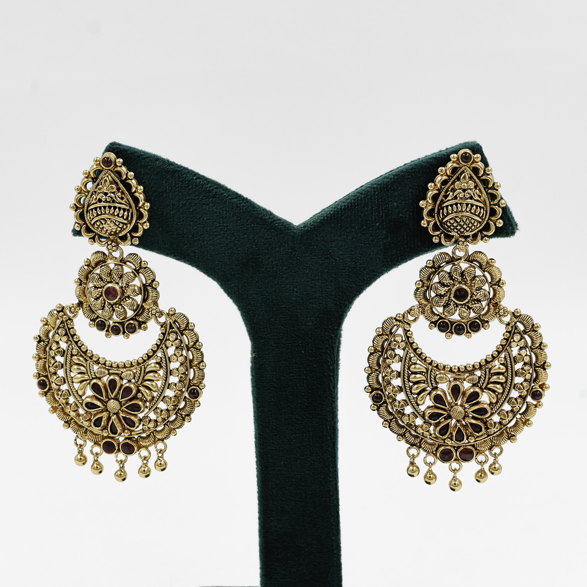 Gold Polished Silver Drop Earrings