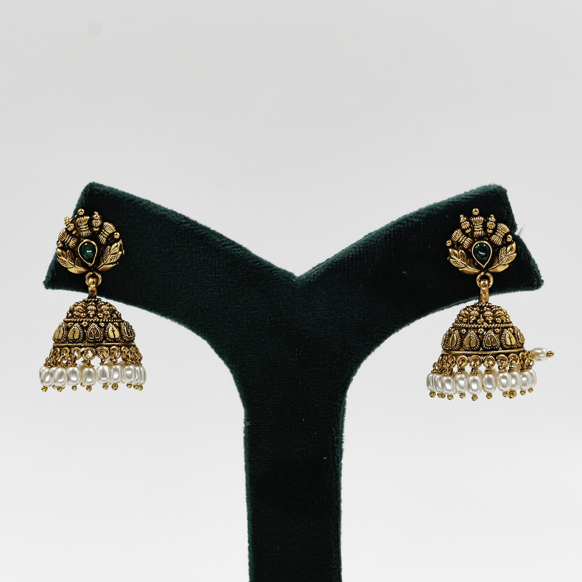 Gold Polished Silver Jhumka Earrings