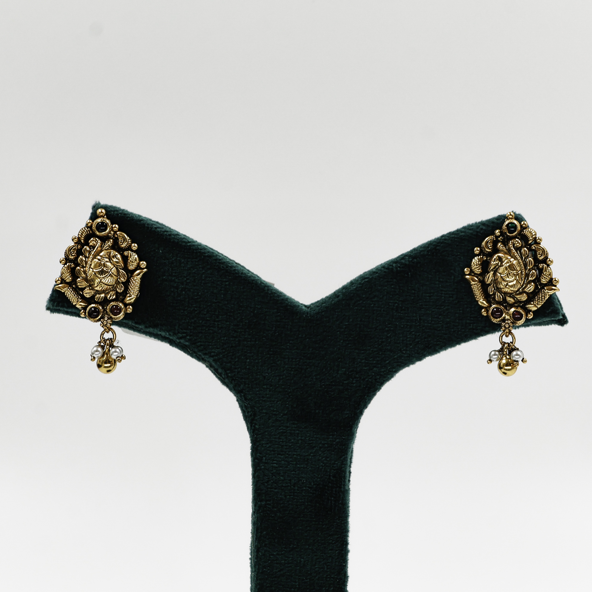 Gold Polished Silver Peacock Earrings