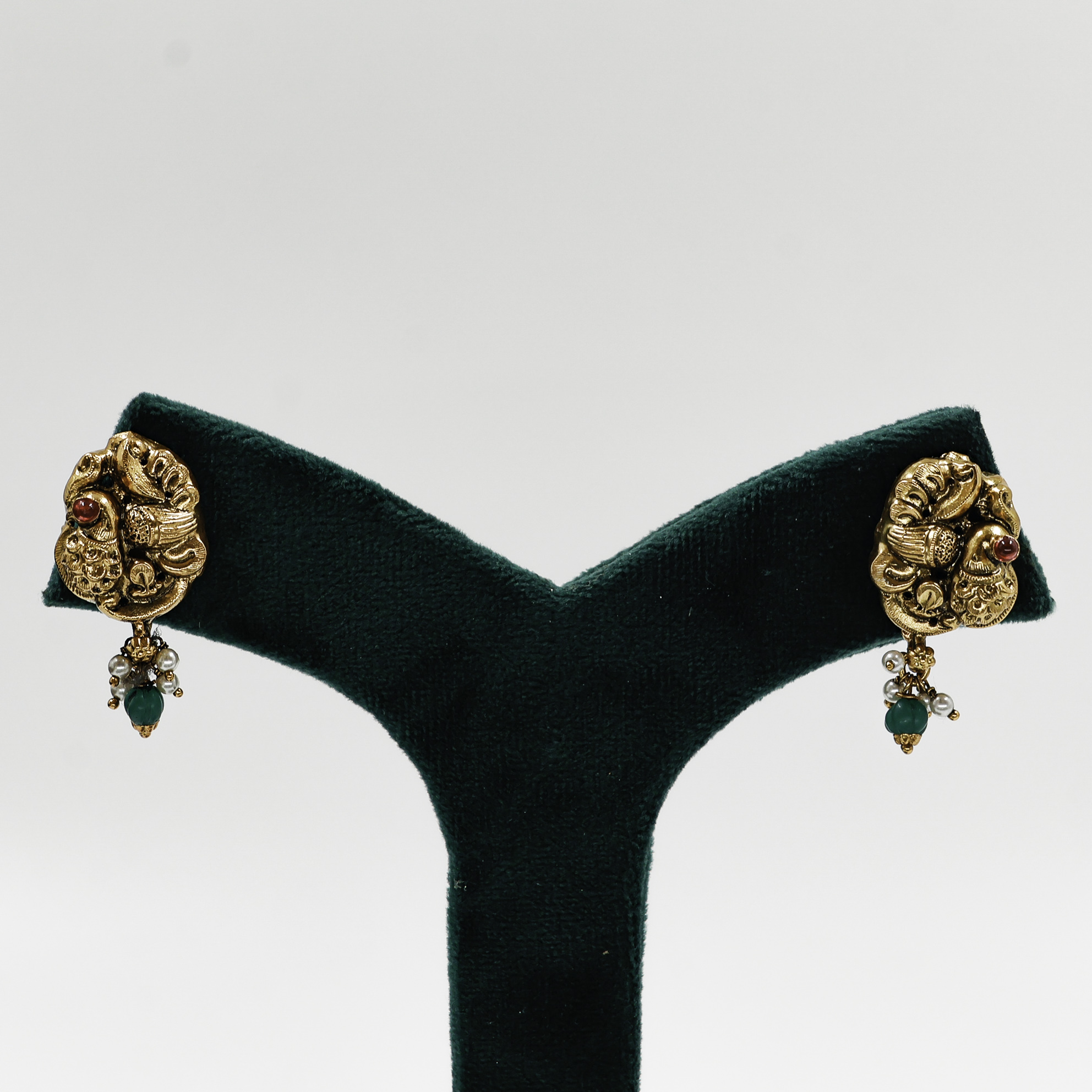 Gold Polished Silver Peacock Earrings