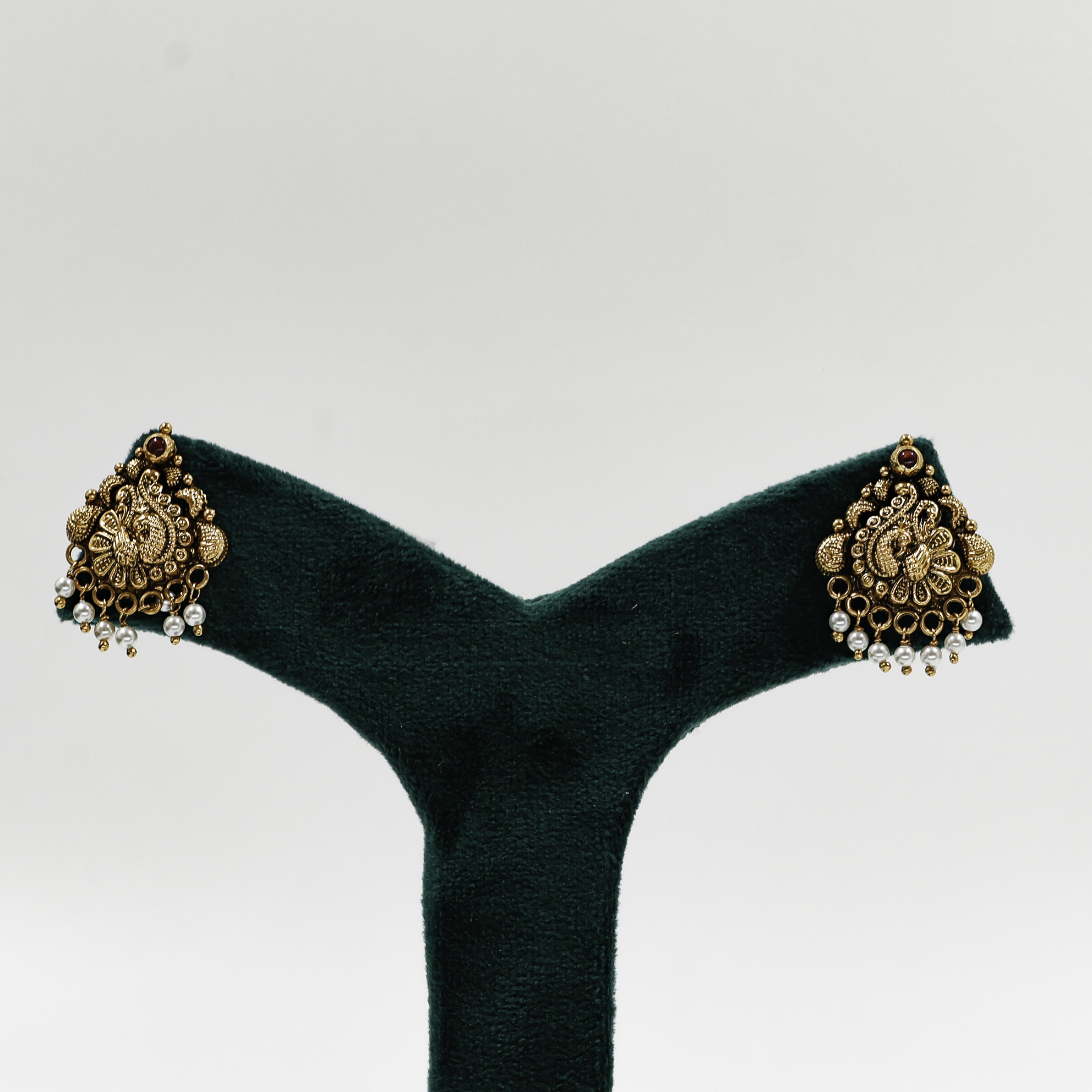 Gold Polished Silver Peacock Earrings