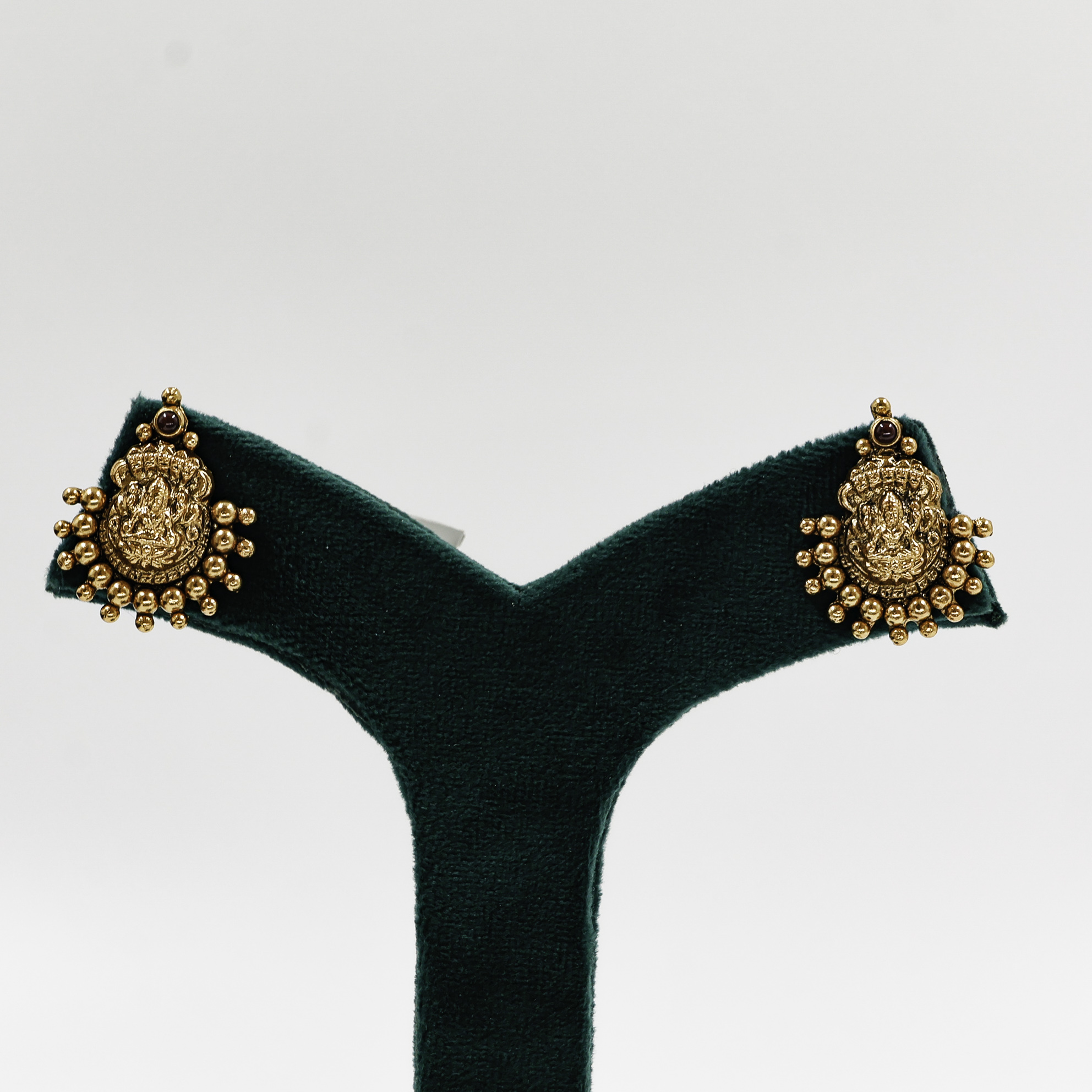 Gold Polished Silver Lakshmi Earrings