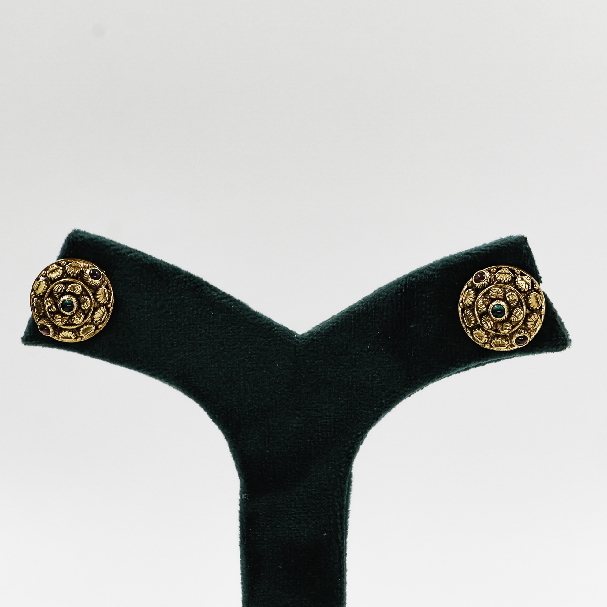 Gold Polished Silver Stud Earrings