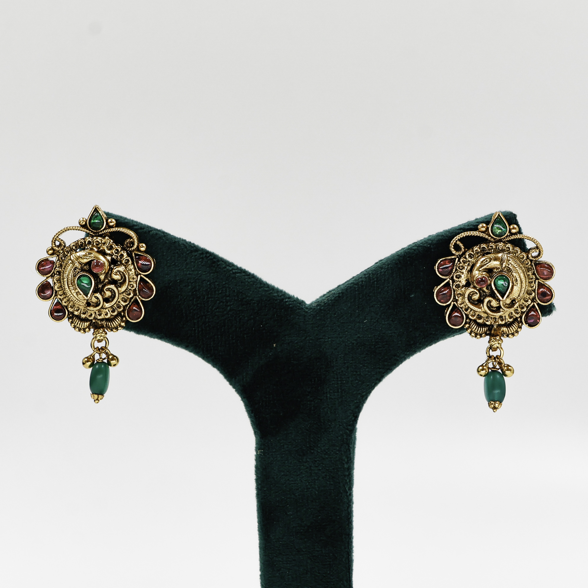 Gold Polished Silver Peacock Earrings