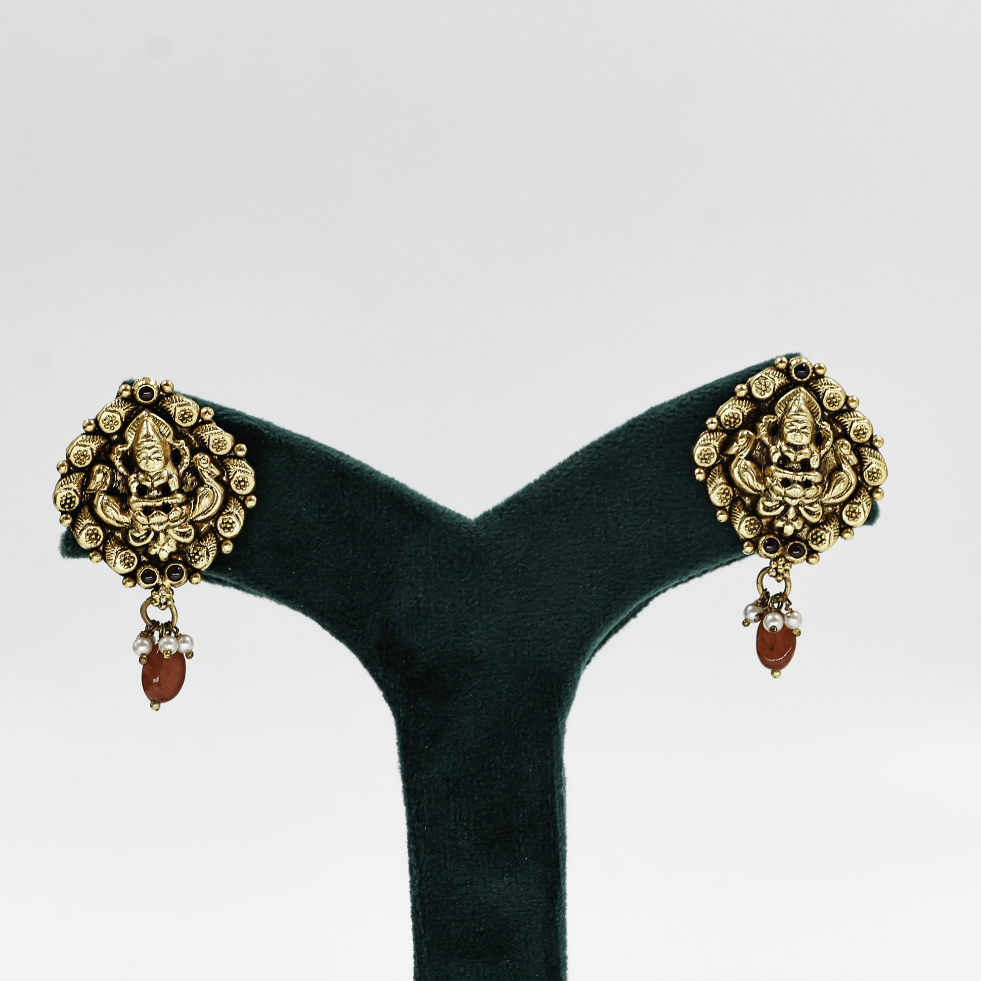 Lakshmi Gold Polished Silver Earrings