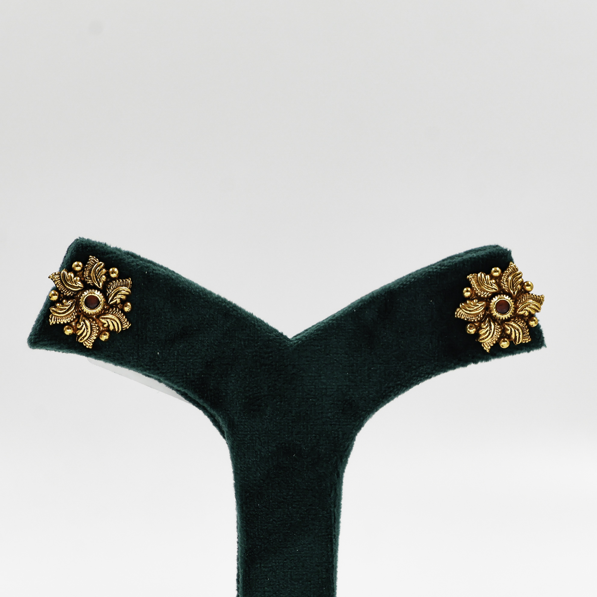 Gold Polished Silver Floral Earrings