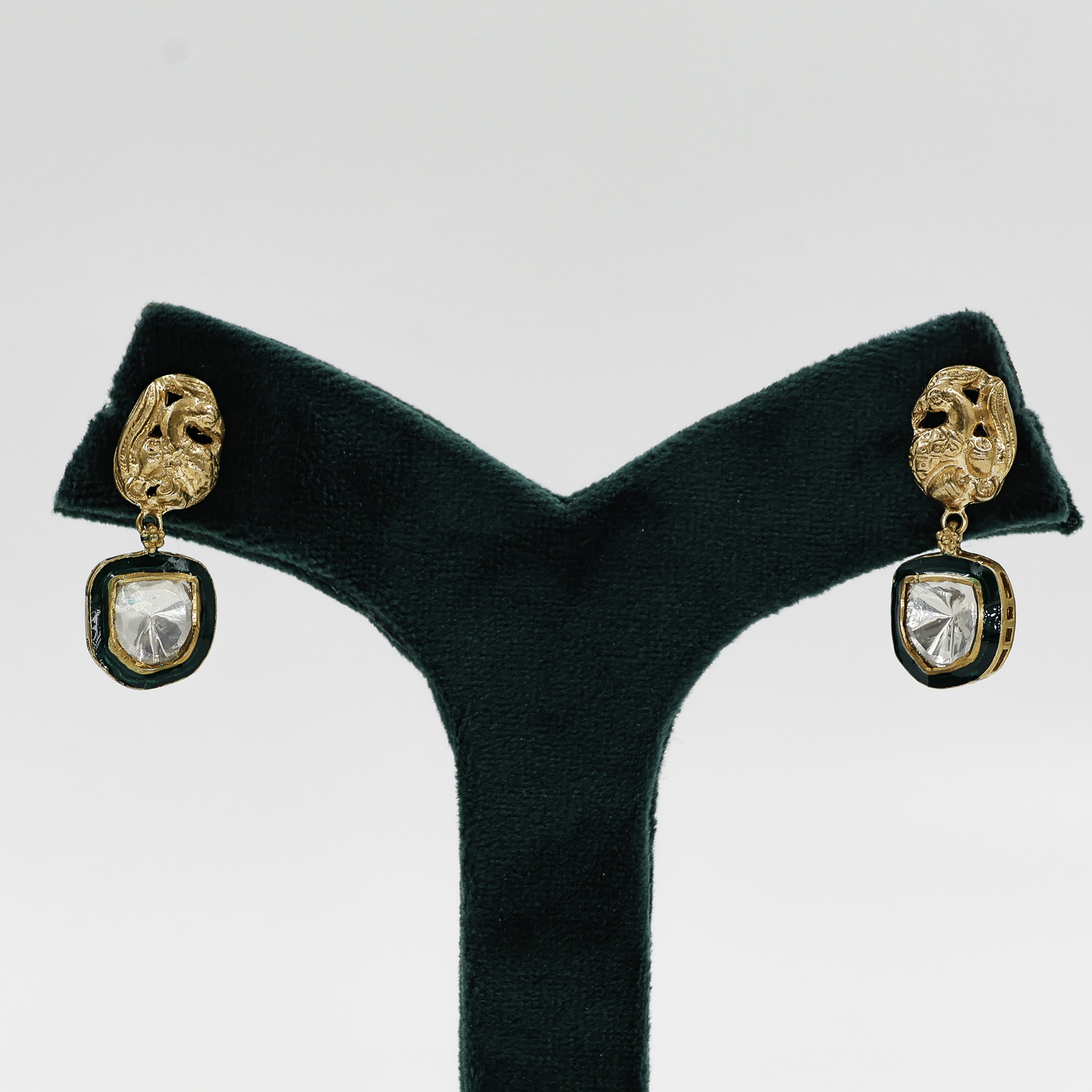 Gold Polished Silver Drop Earrings