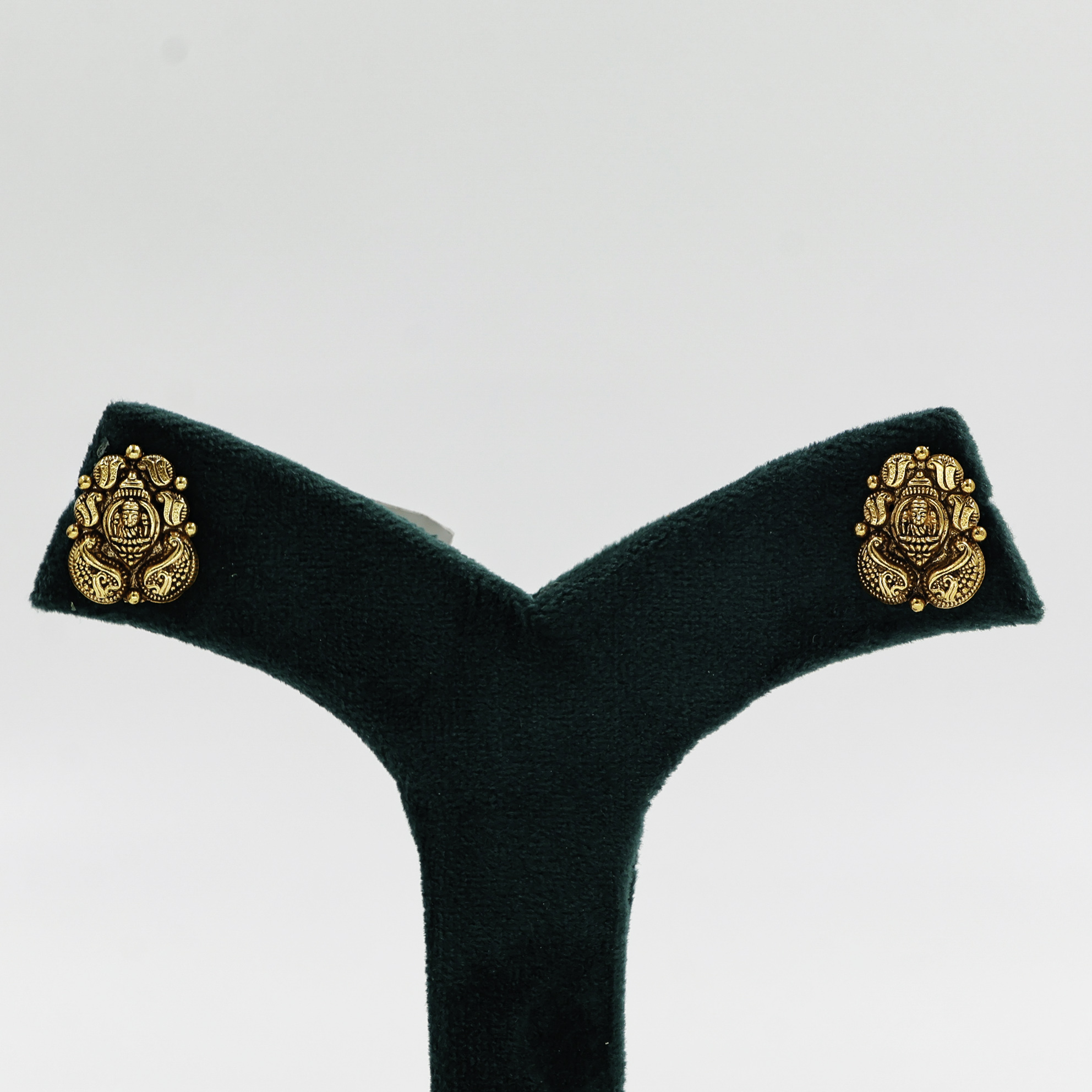 Gold Polished Silver Lakshmi Earrings