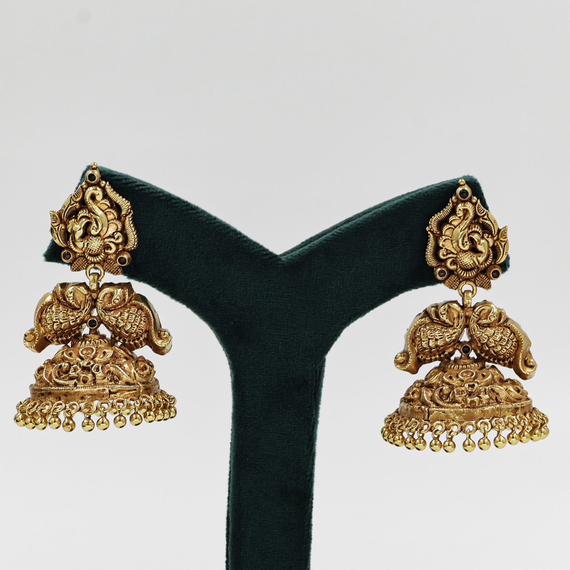 Gold Polished Silver Jhumka Earrings