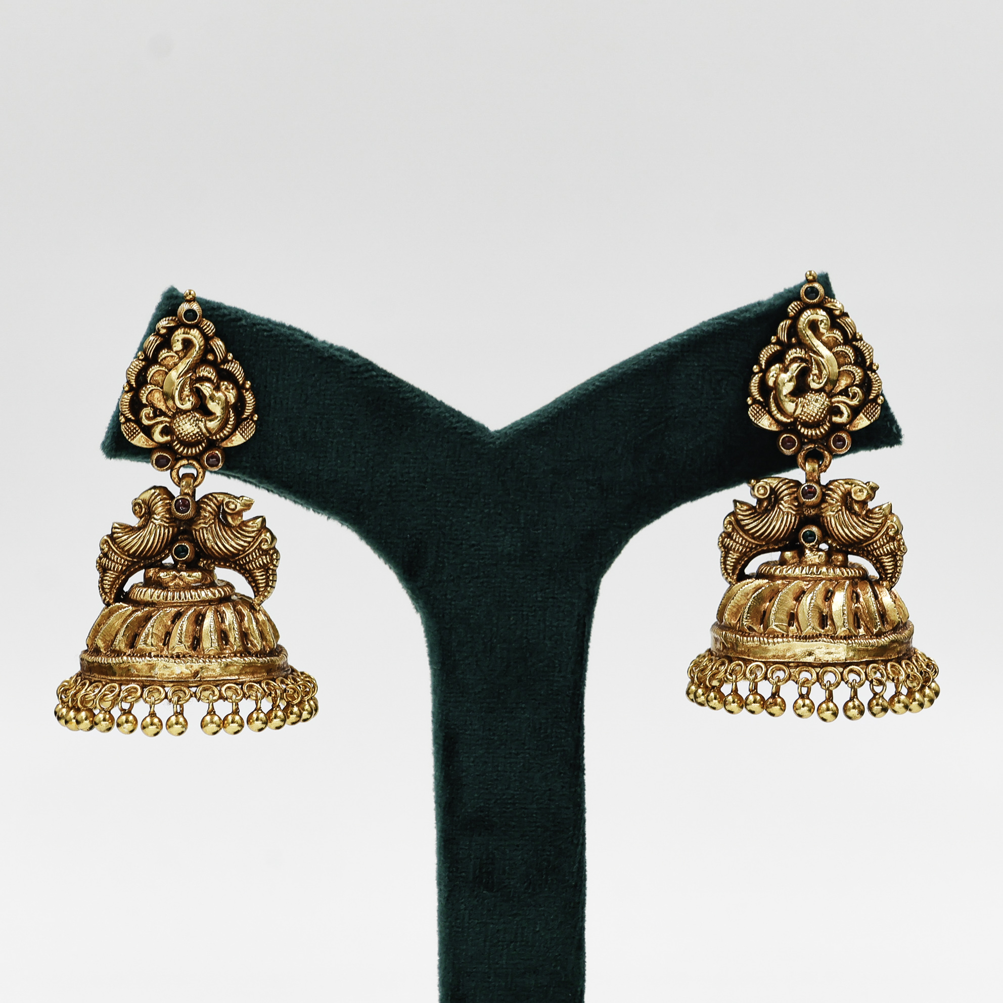 Gold Polished Silver Jhumka Earrings