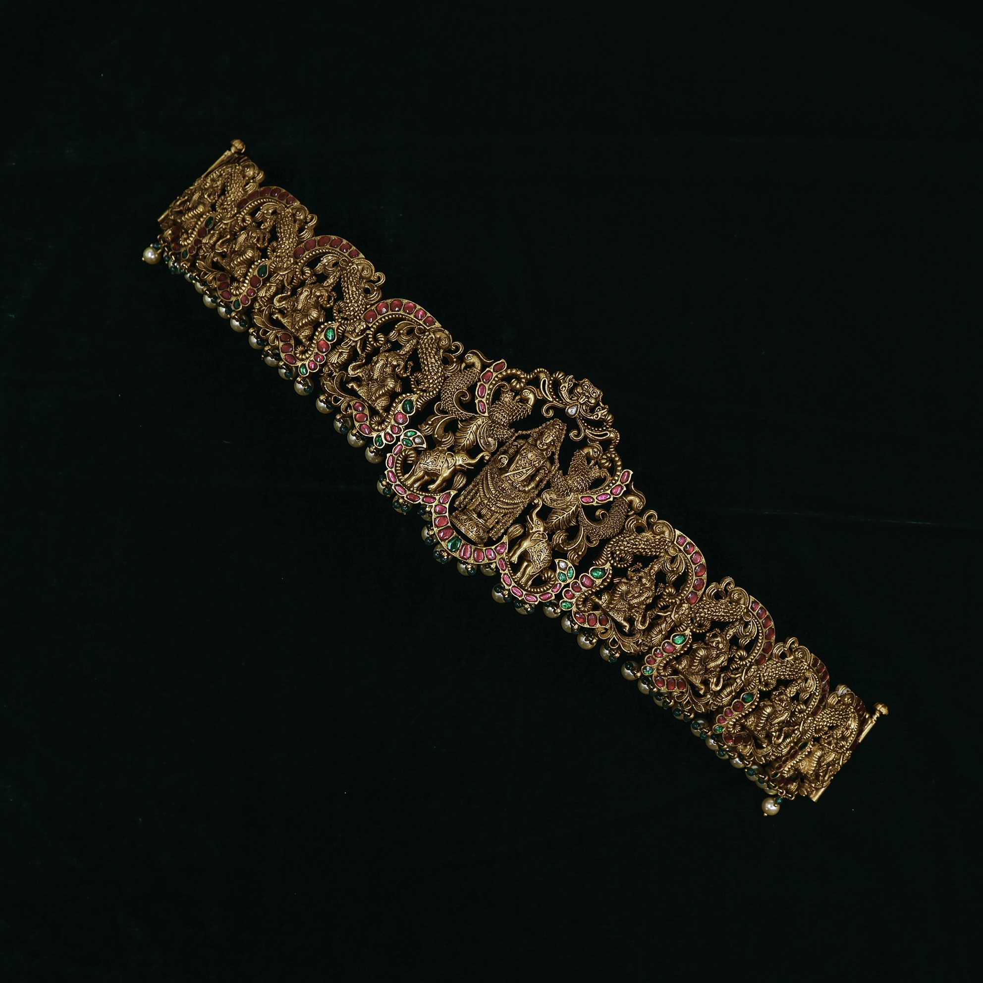 Gold Polished Silver Peacock Belt