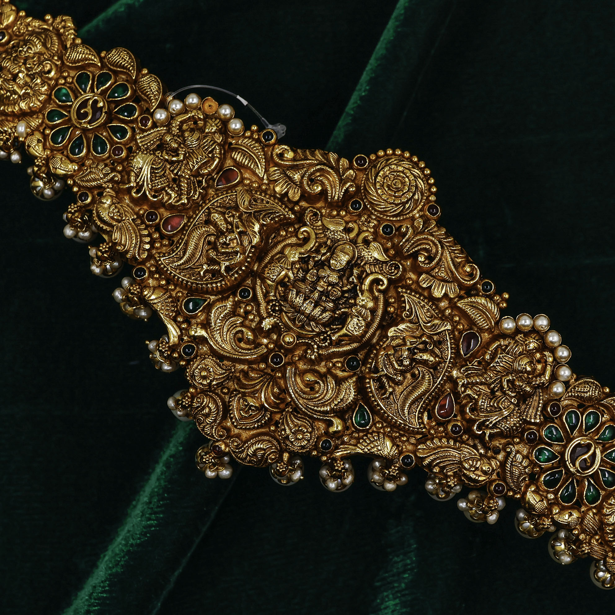 Raag Silver Jewellery - Gold Polished Silver Peacock Belt