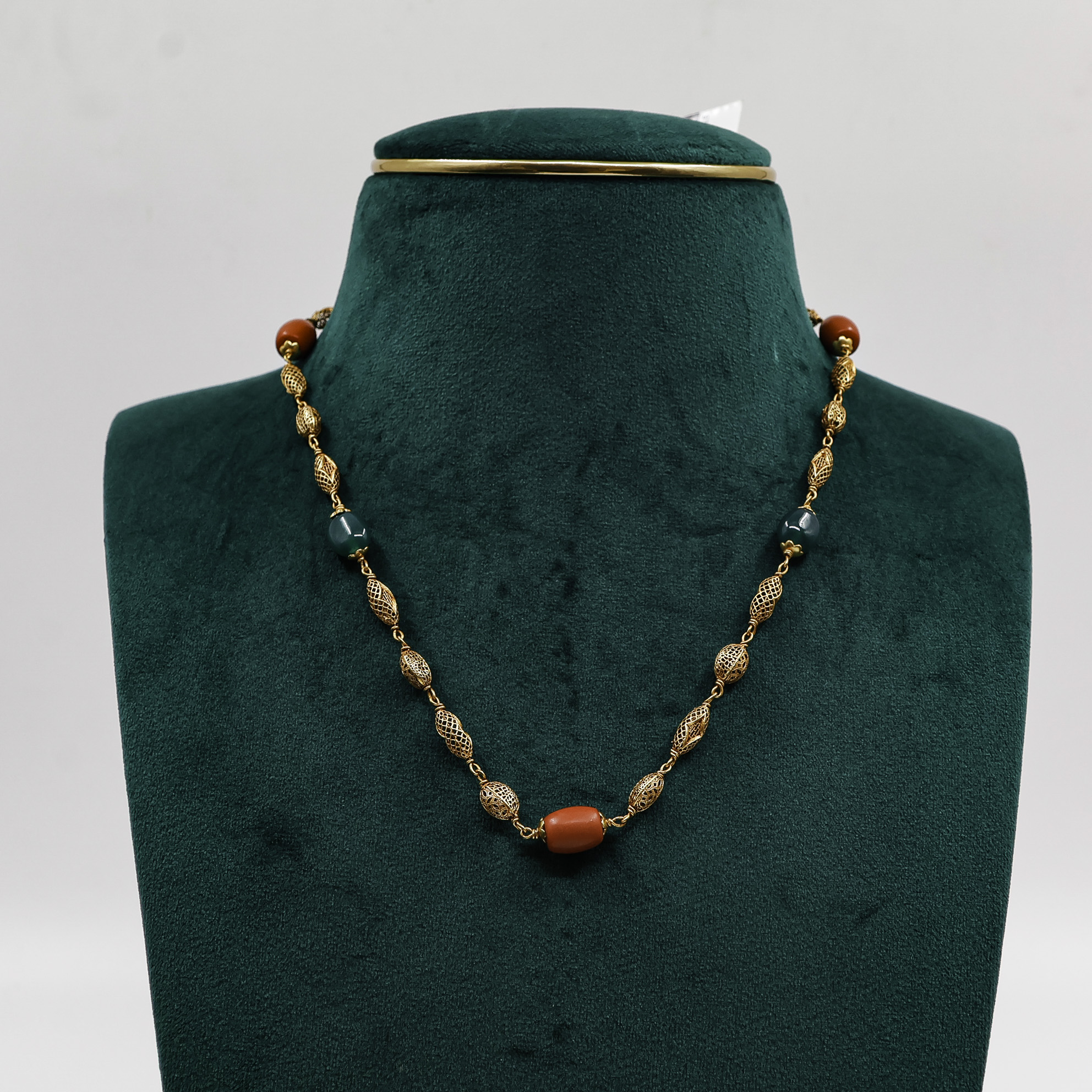 Raag Silver Jewellery - Gold Polished Silver Beaded Necklace