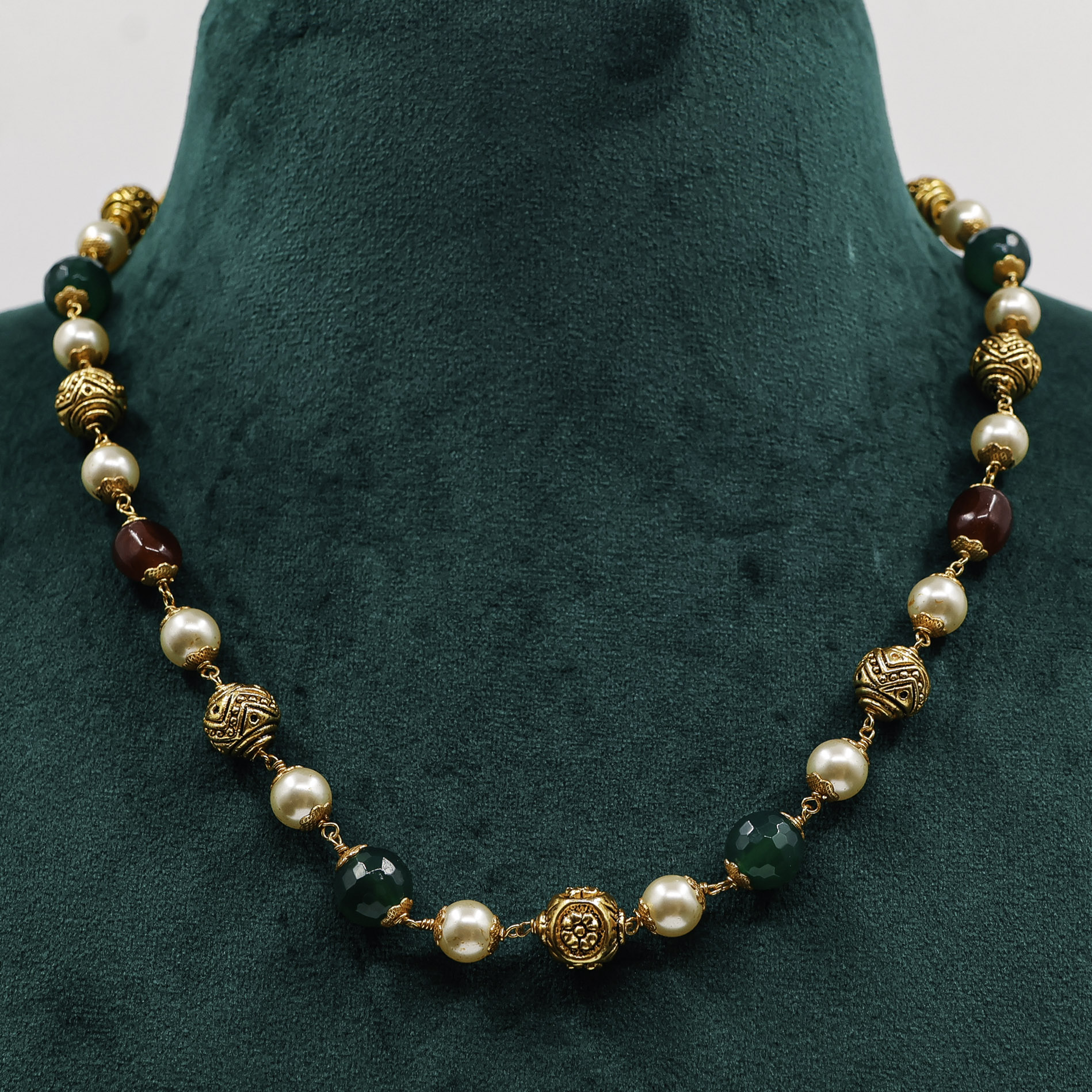 Raag Silver Jewellery - Beaded Green Necklace
