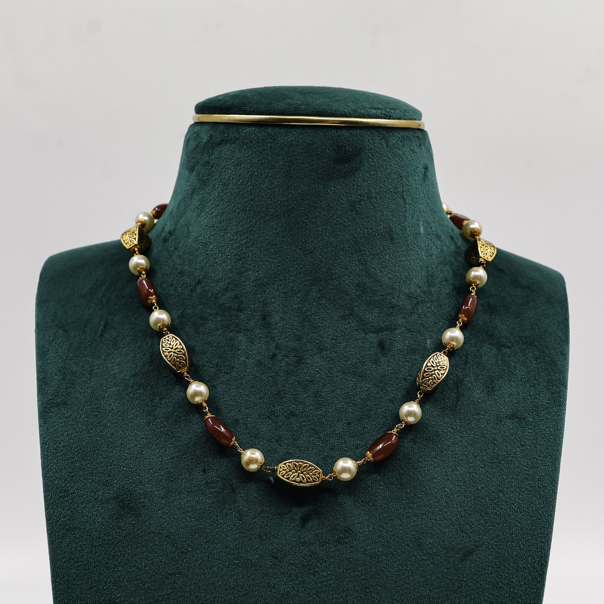 Raag Silver Jewellery - Gold Polished Silver Beaded Necklace