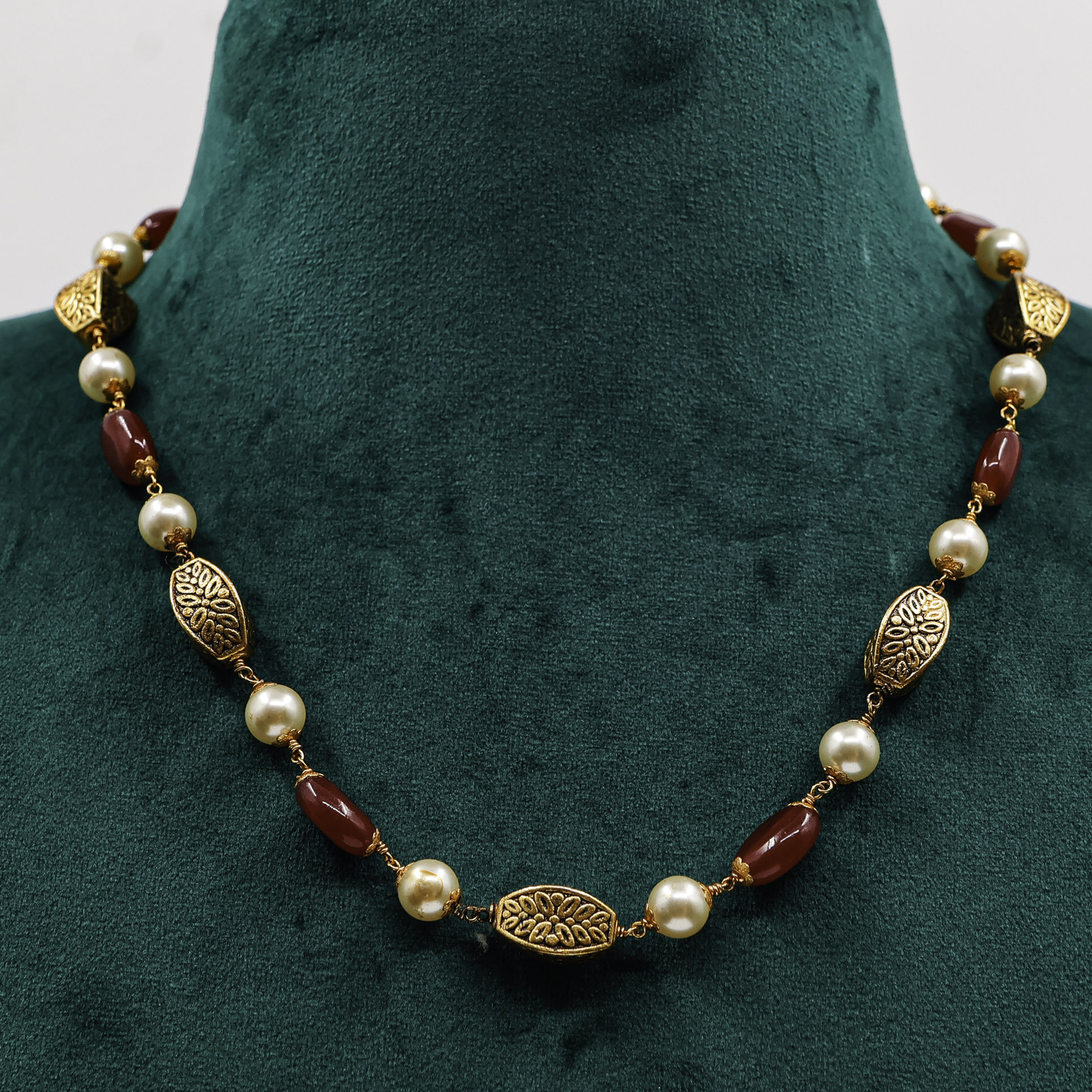 Raag Silver Jewellery - Gold Polished Silver Beaded Necklace