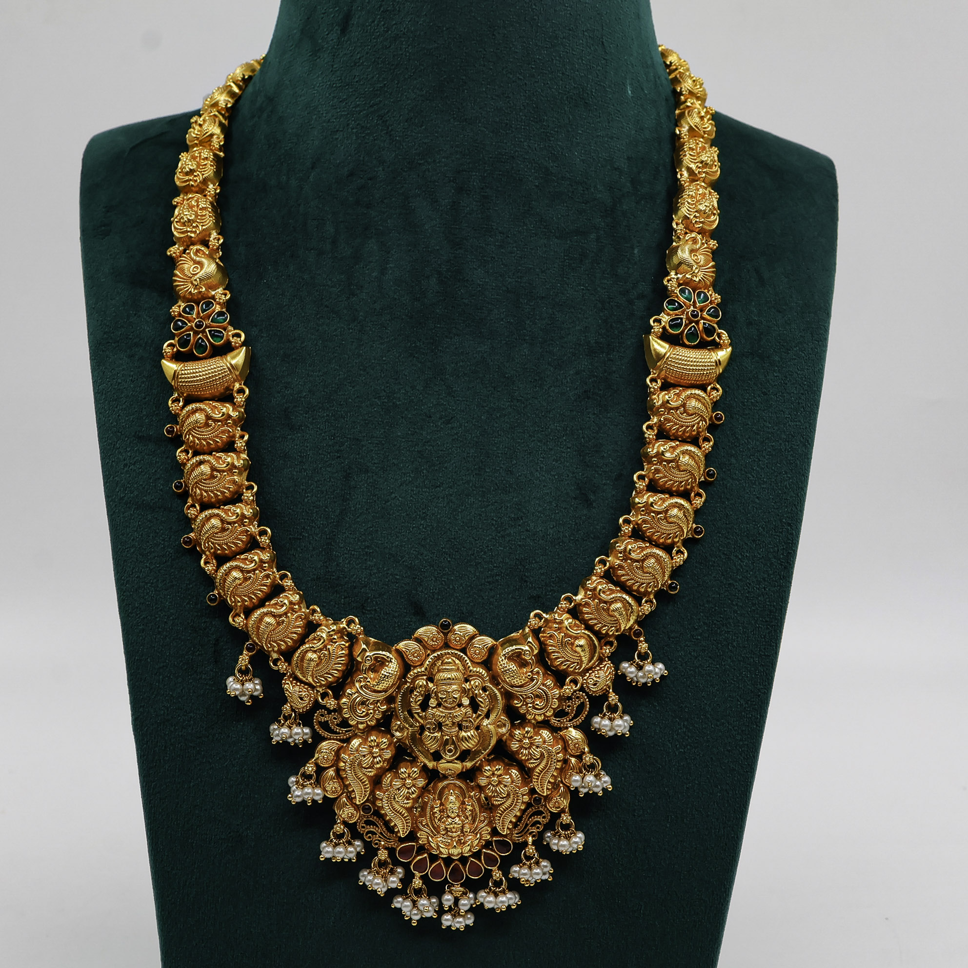 Gold Polished Silver Lakshmi Necklace