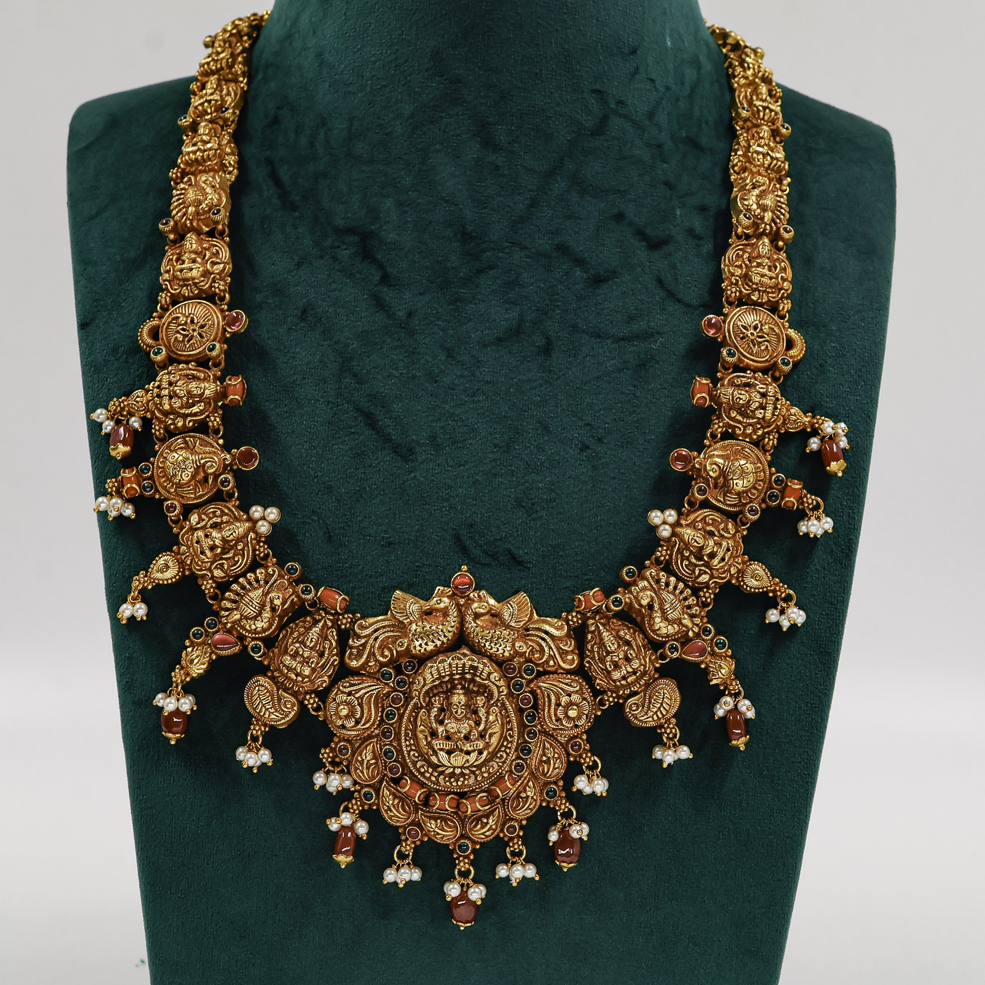 Gold Polished Silver Lakshmi Necklace