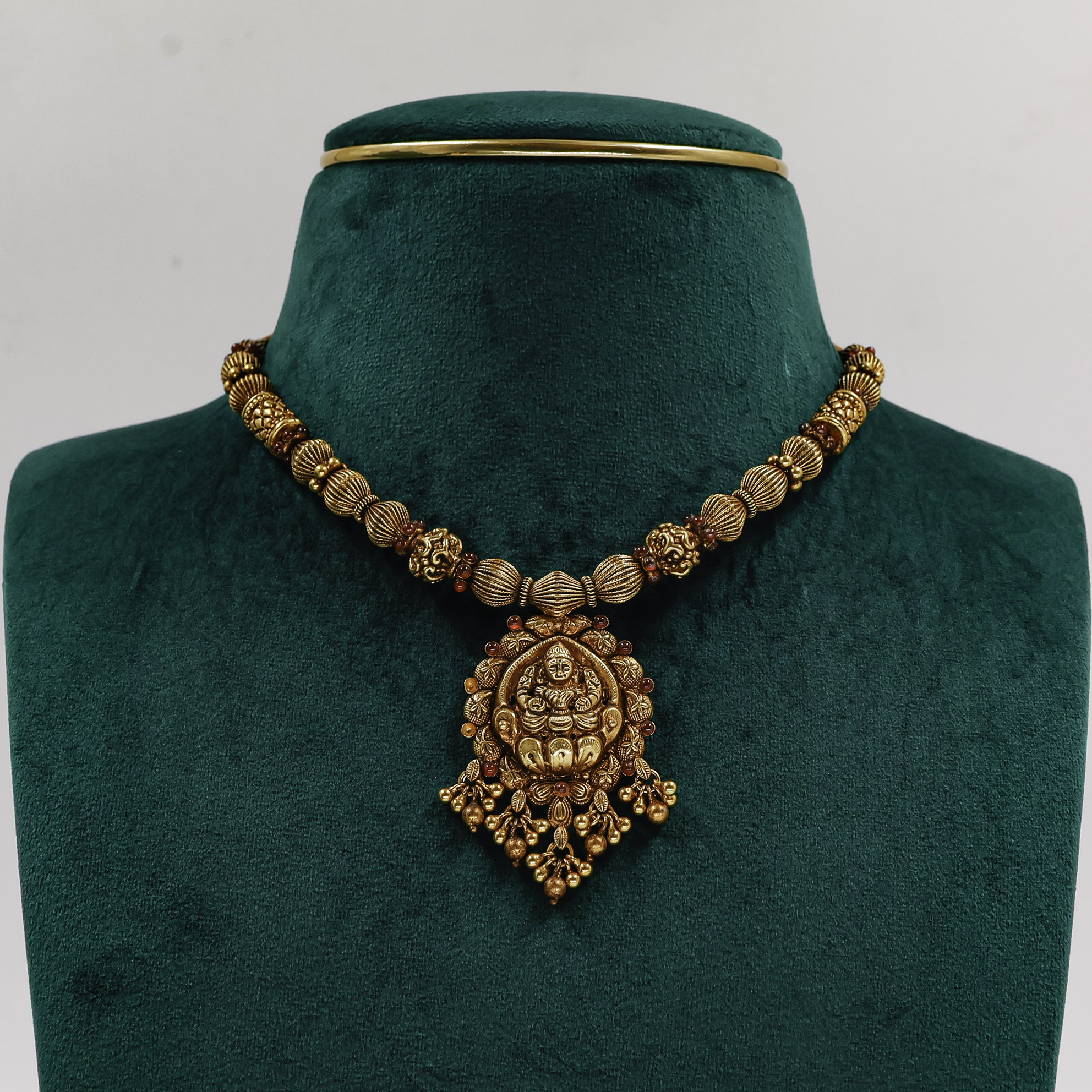 Gold Polished Silver Lakshmi Necklace