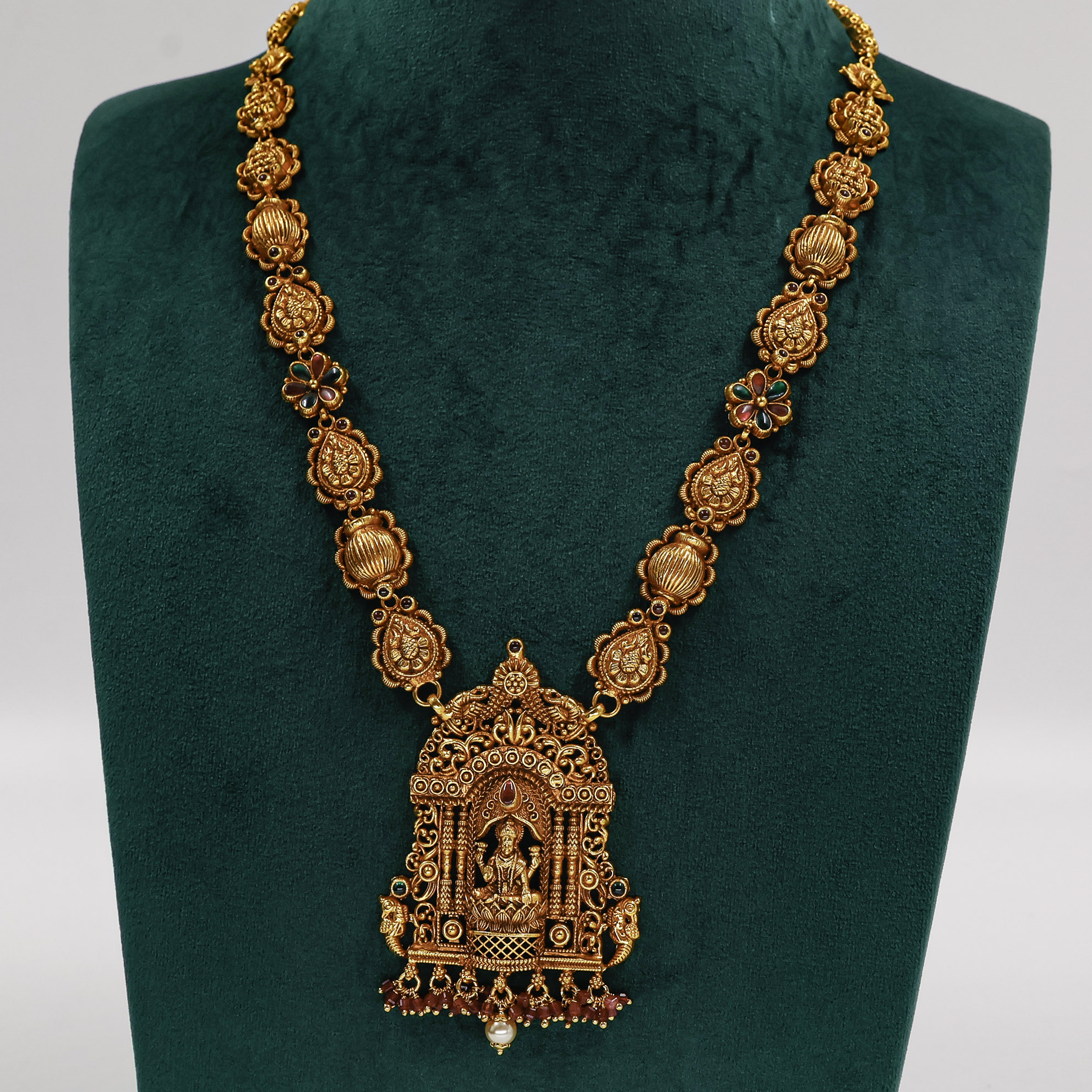 Gold Polished Silver Lakshmi Necklace