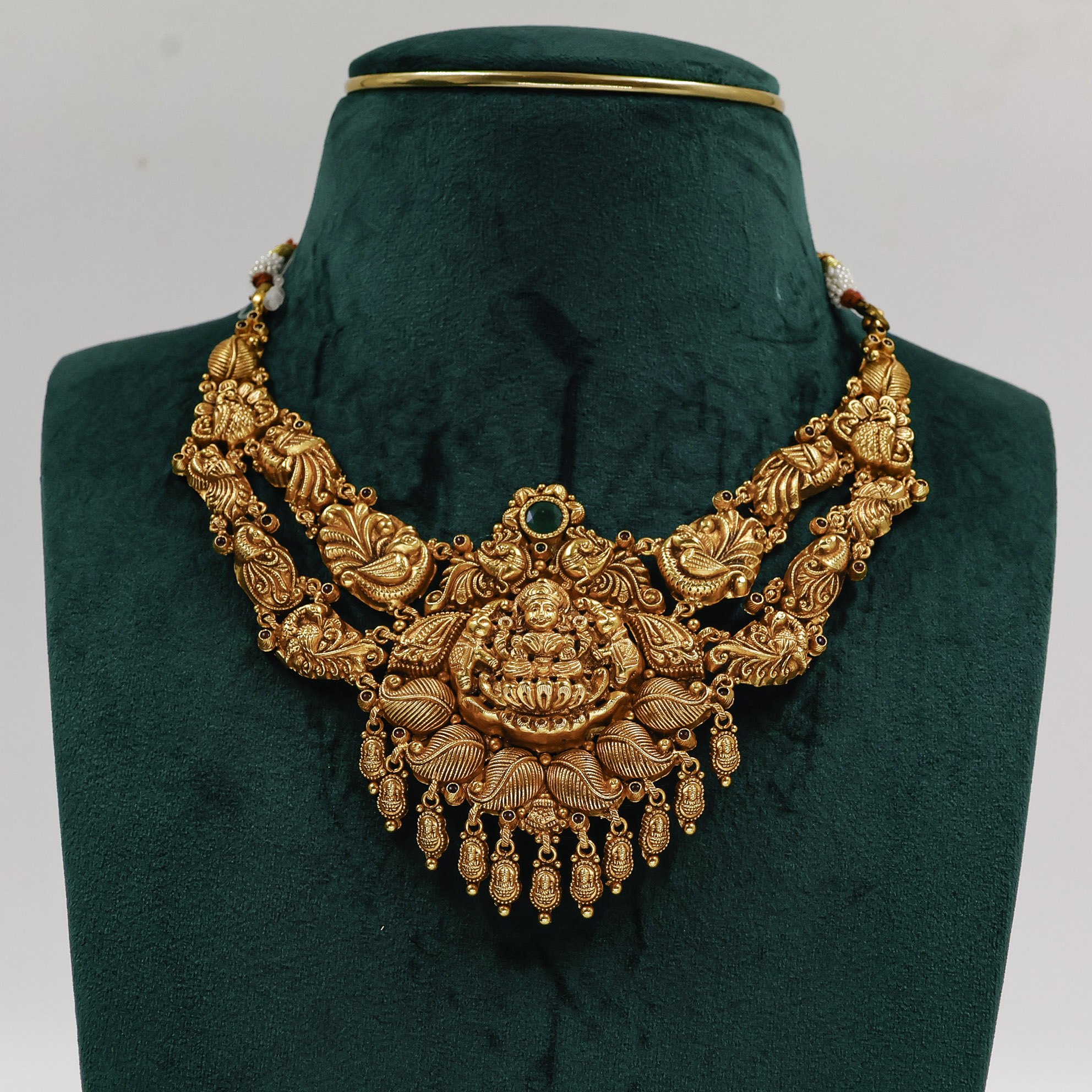 Gold Polished Silver Lakshmi Necklace