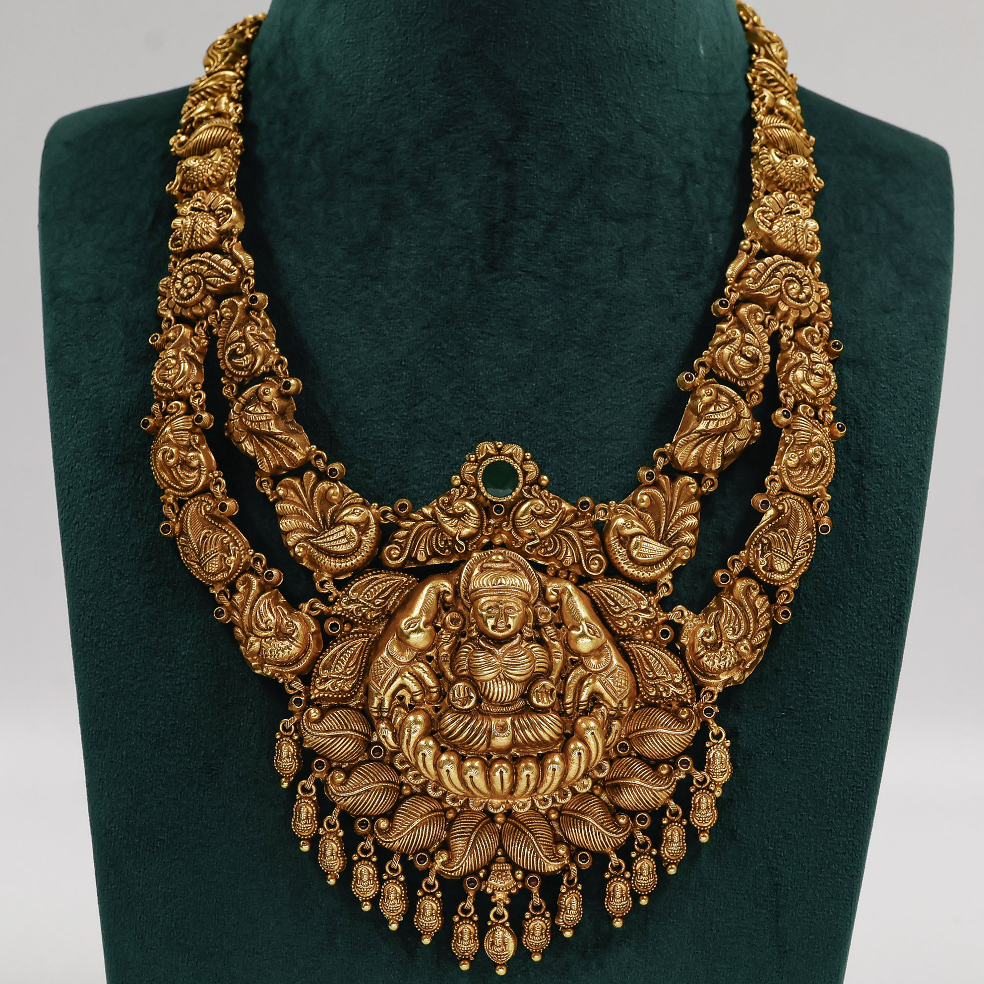 Lakshmi Gold Polished Silver Necklace