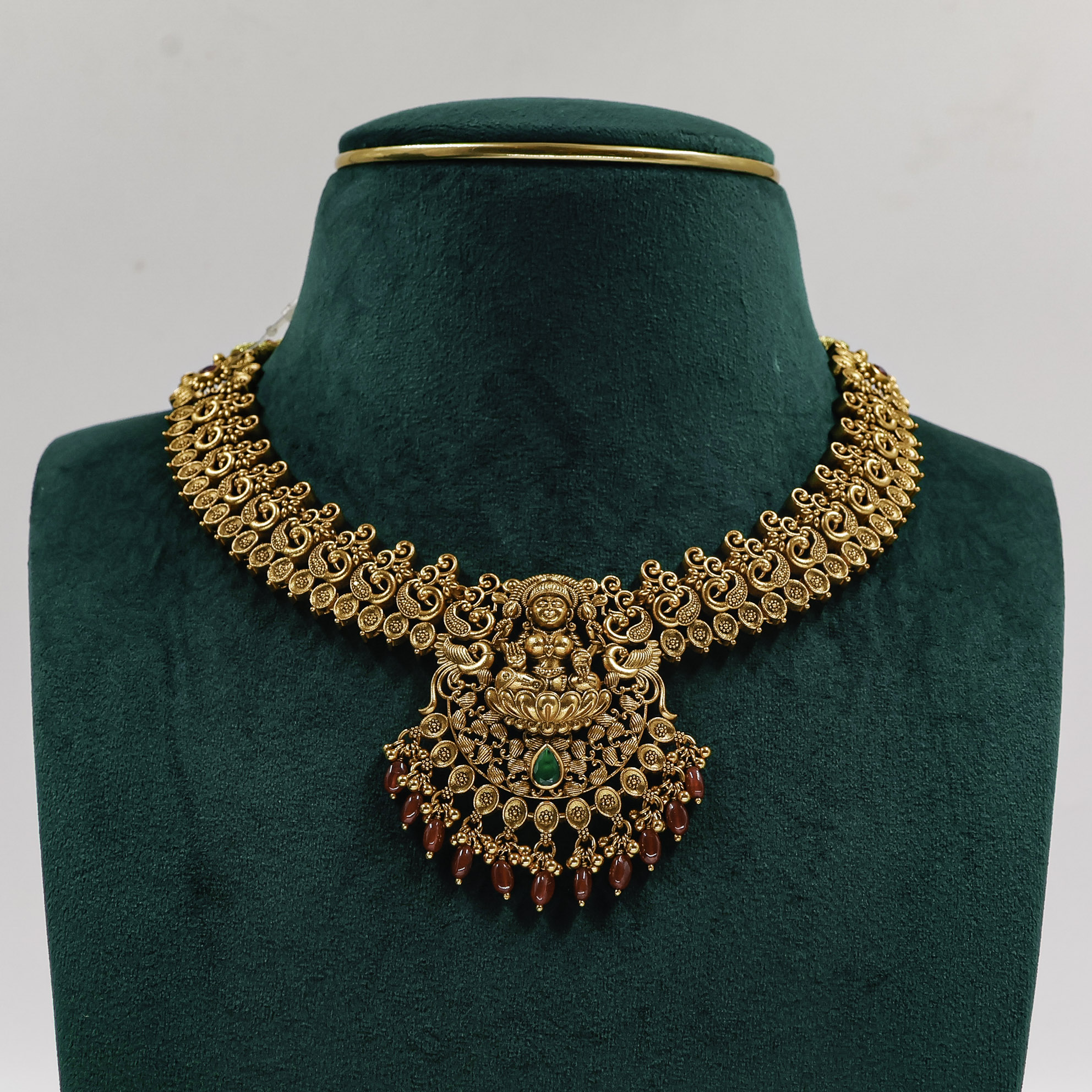 Gold Polished Silver Lakshmi Necklace