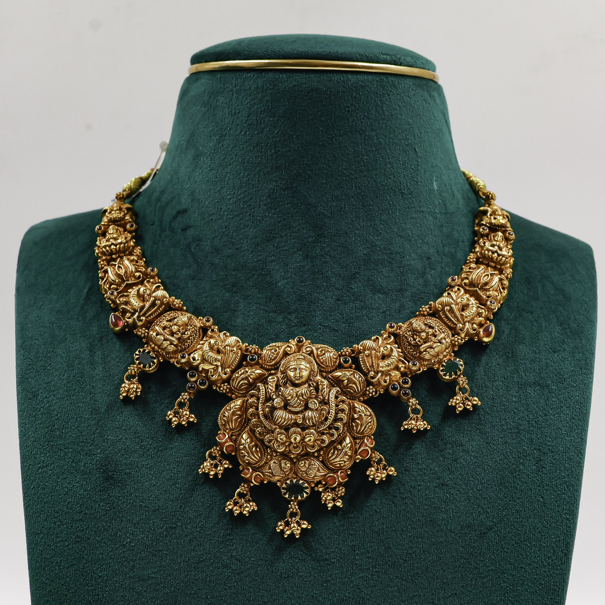 Gold Polished Silver Lakshmi Necklace