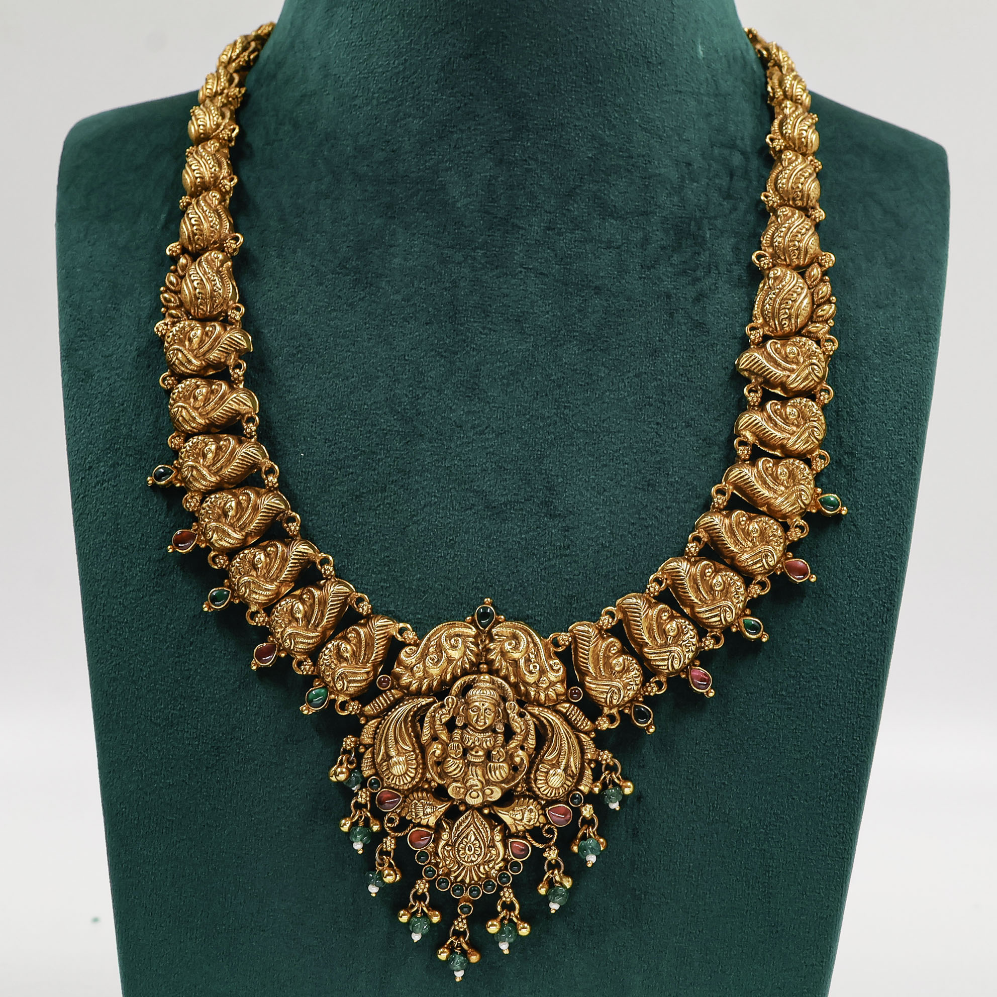 Gold Polished Silver Temple Necklace