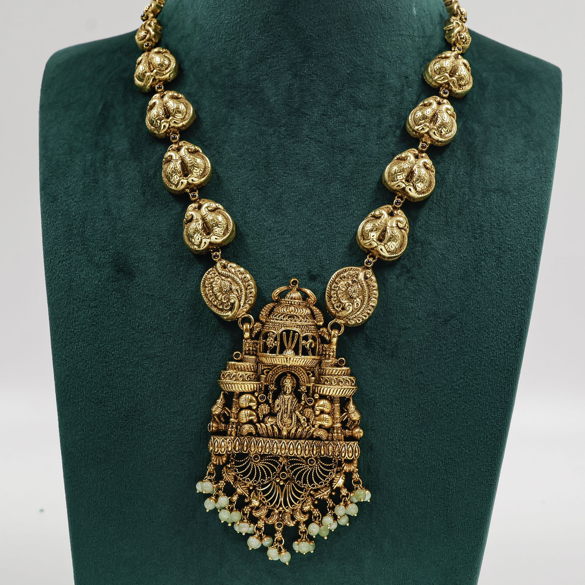 Gold Polished Silver Lakshmi Necklace