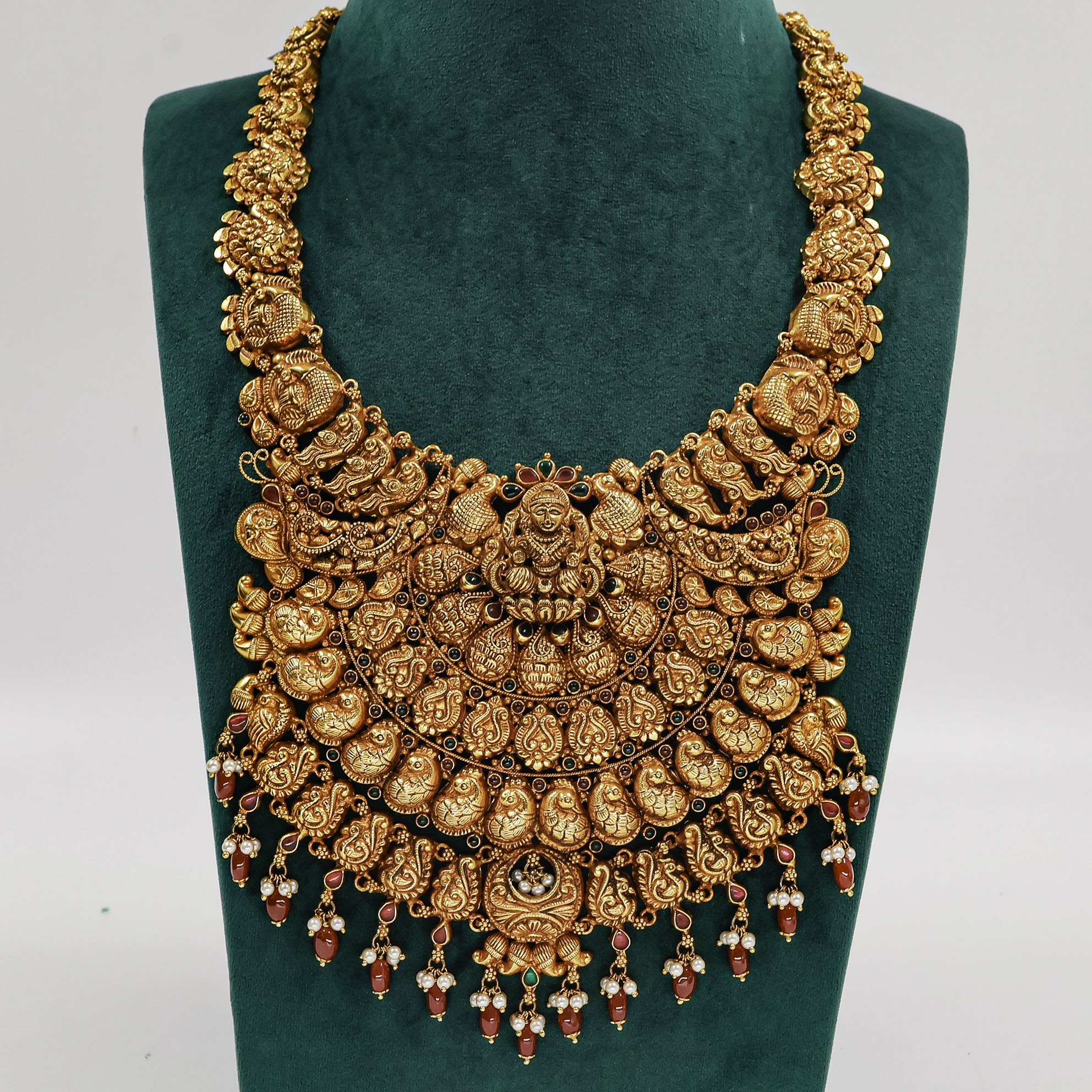 Gold Polished Silver Temple Necklace