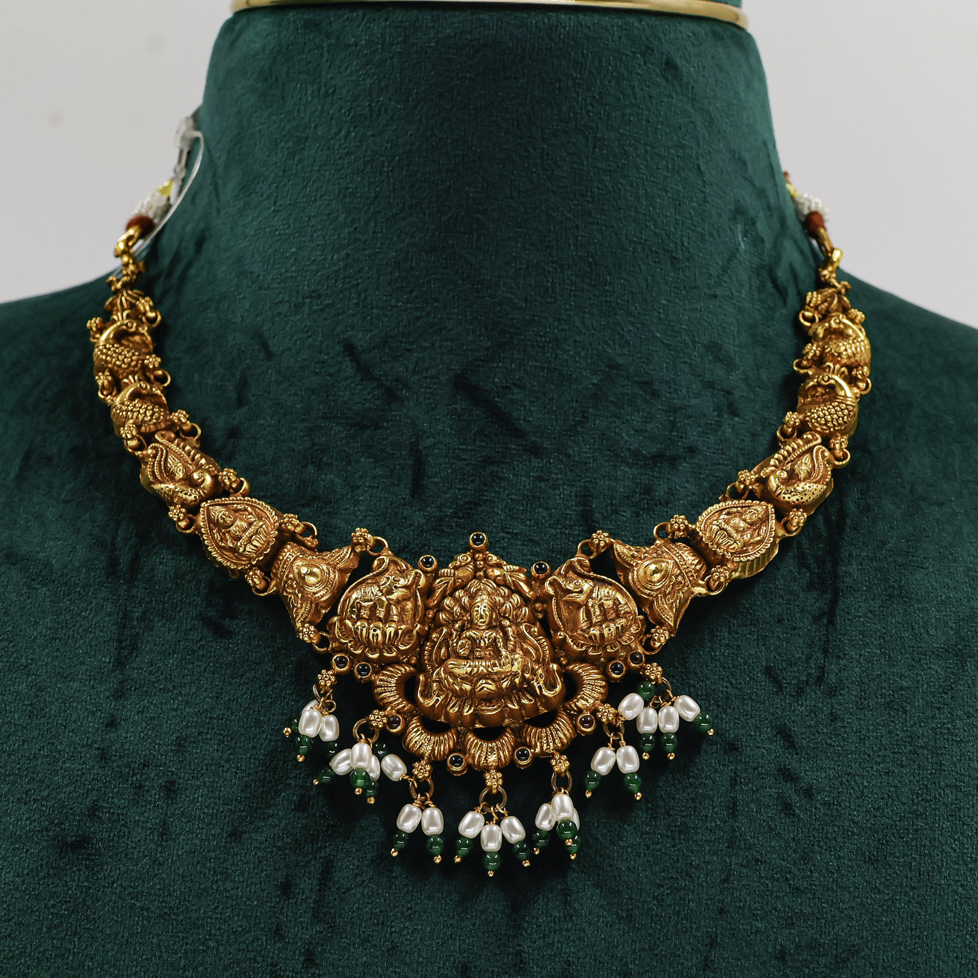 Gold Polished Silver Lakshmi Necklace