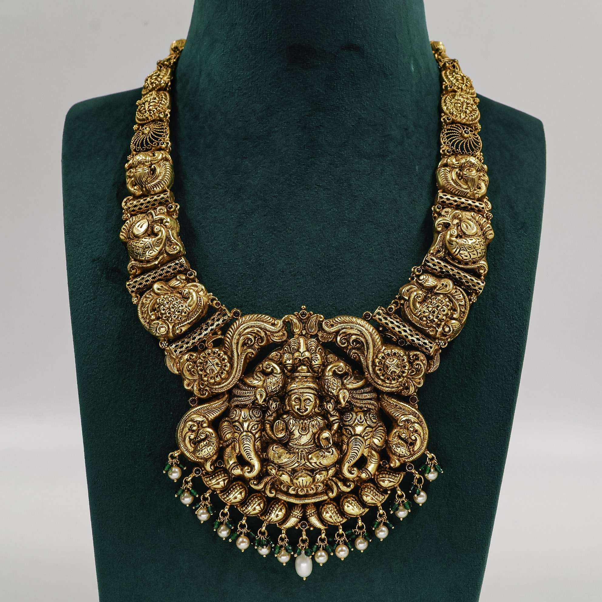 Gold Polished Silver Temple Necklace