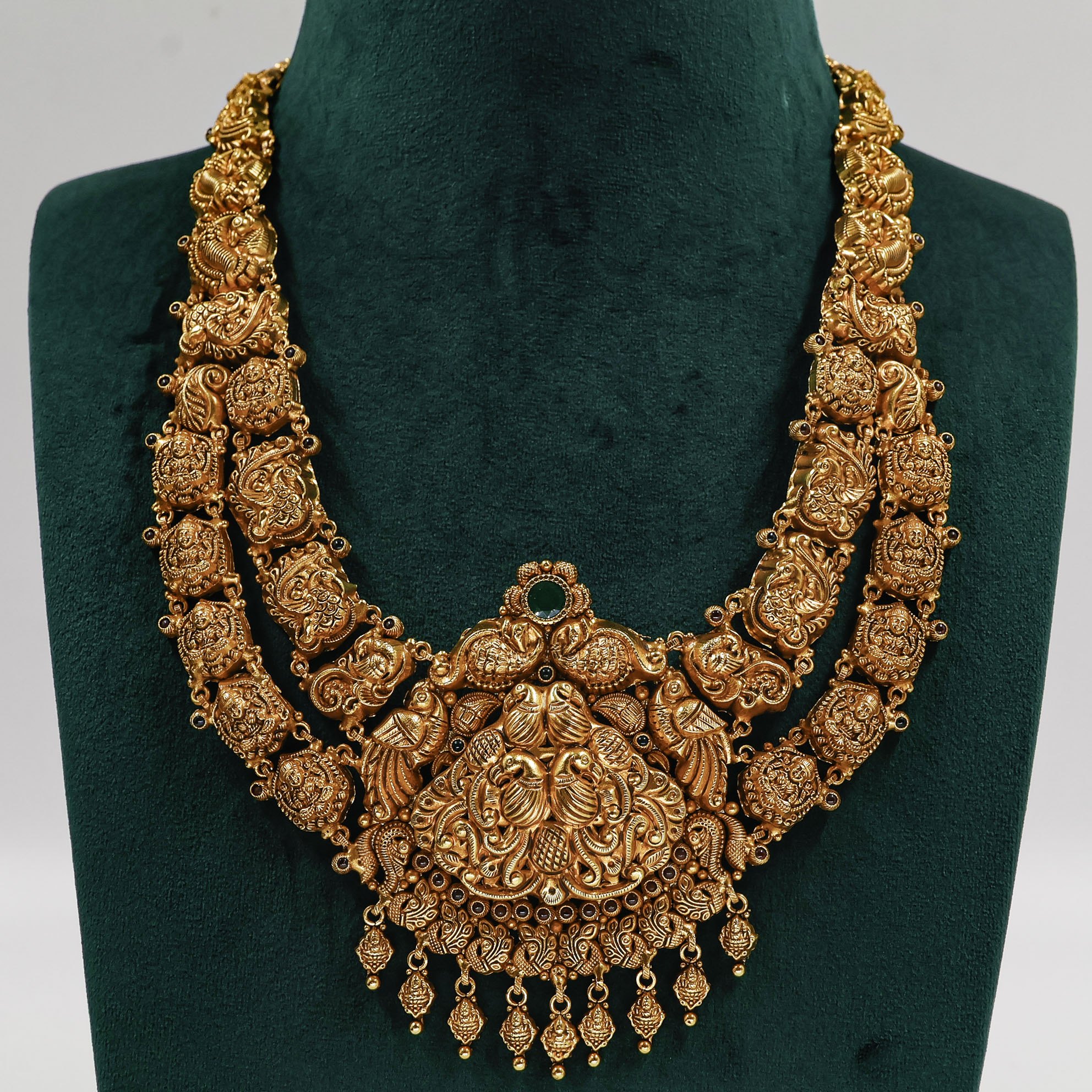 Gold Polished Silver Temple Necklace