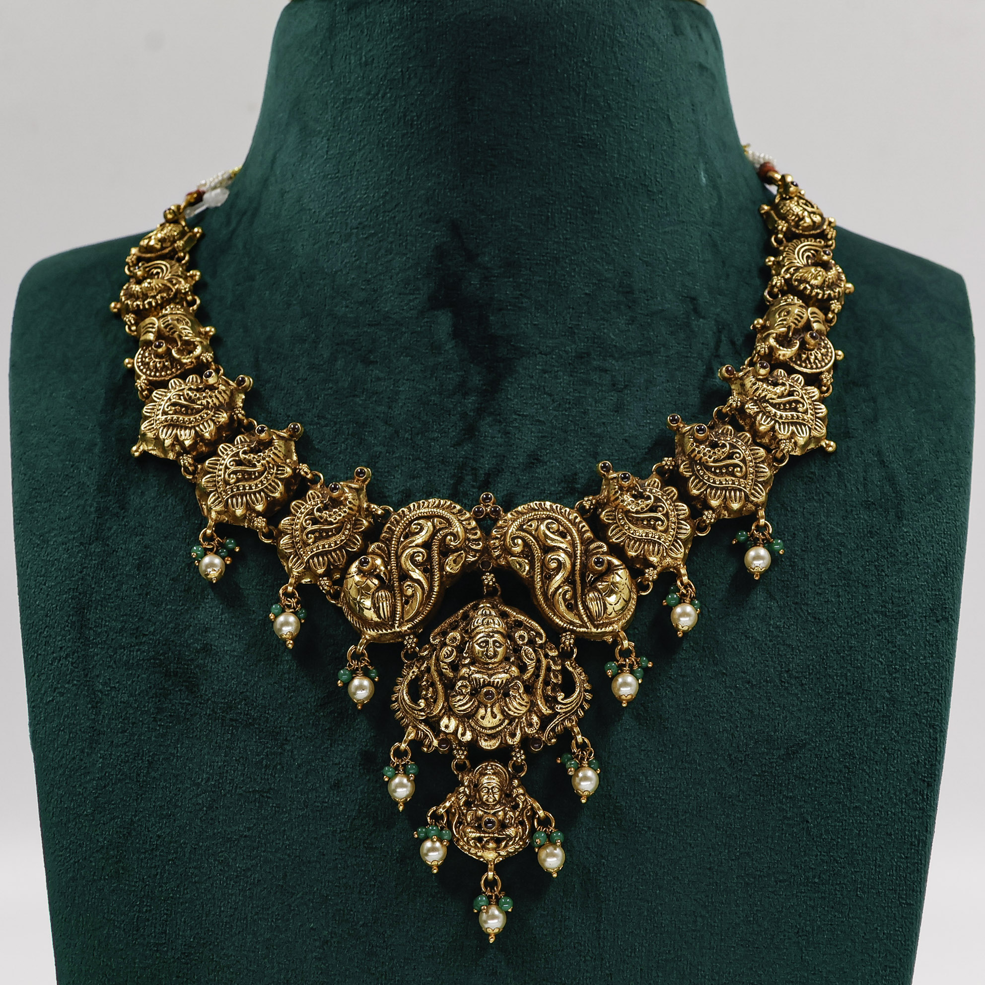 Gold Polished Silver Peacock Necklace