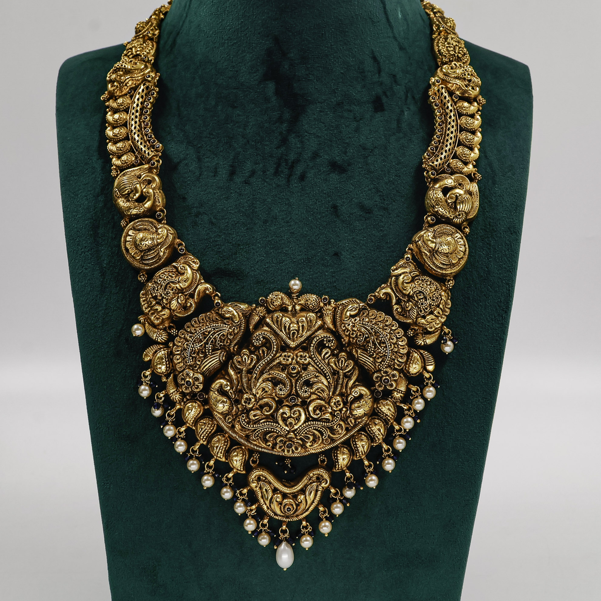 Gold Polished Silver Lakshmi Necklace