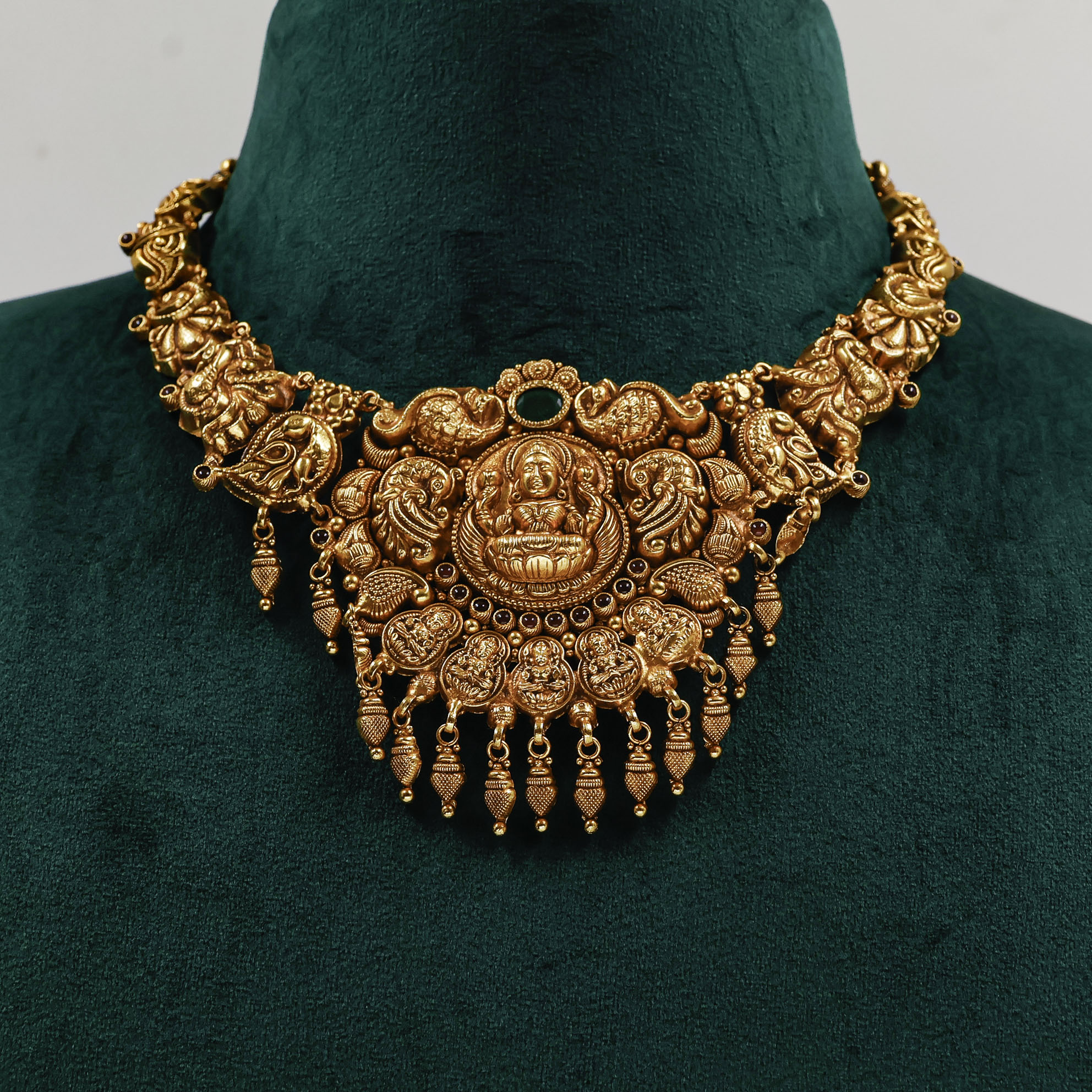 Gold Polished Silver Lakshmi Necklace