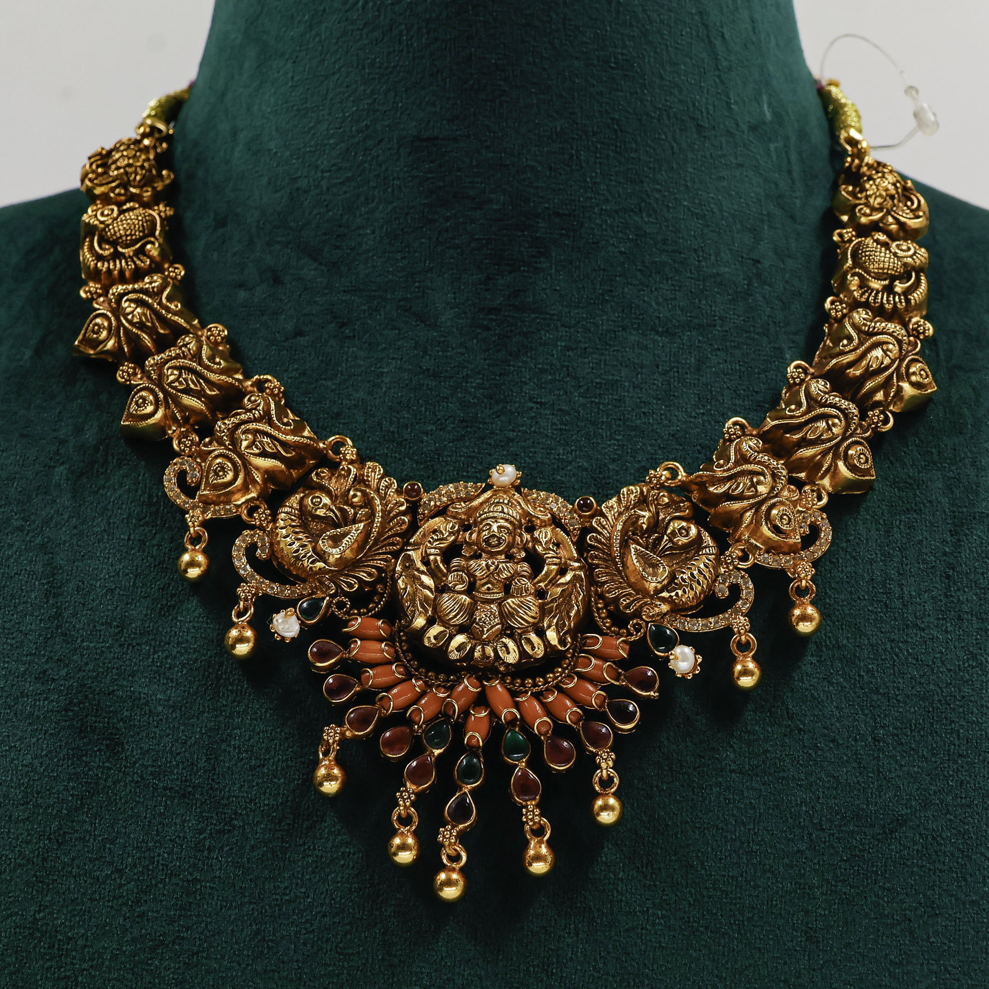 Gold Polished Silver Lakshmi Necklace