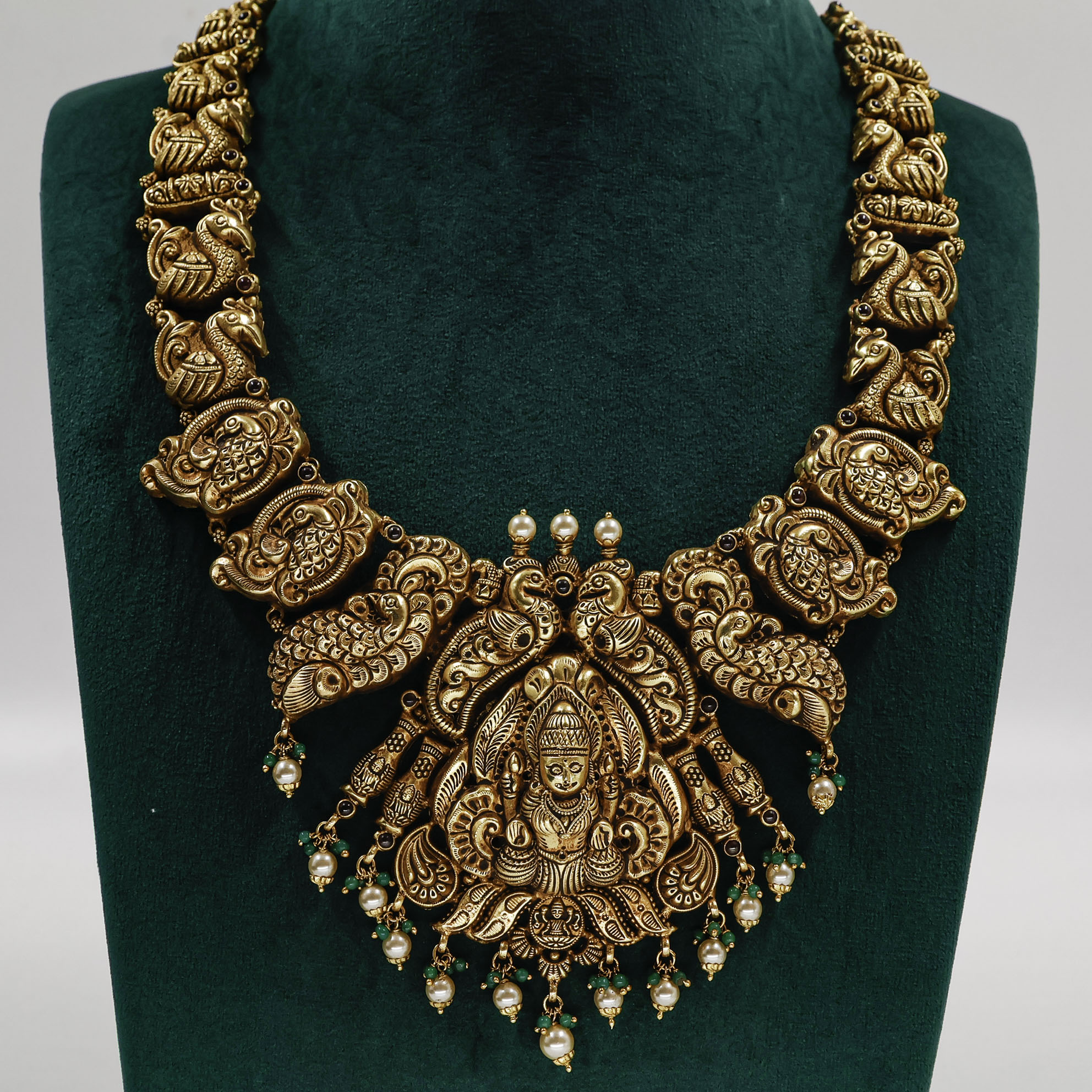 Gold Polished Silver Laxmi Necklace